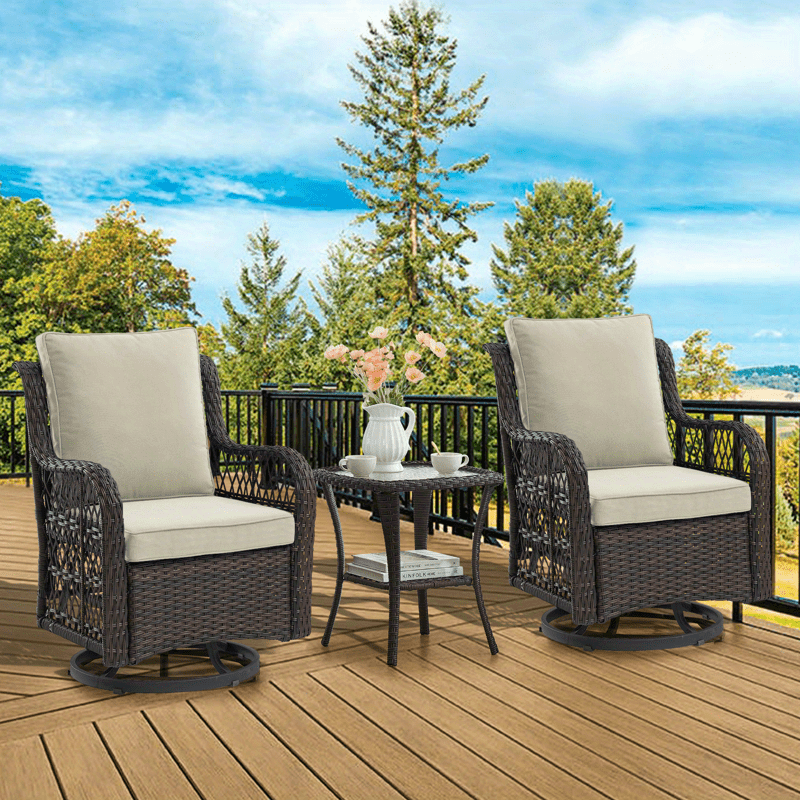 3 Piece Swivel Rocker Patio Chair Set for Outdoor Relaxation