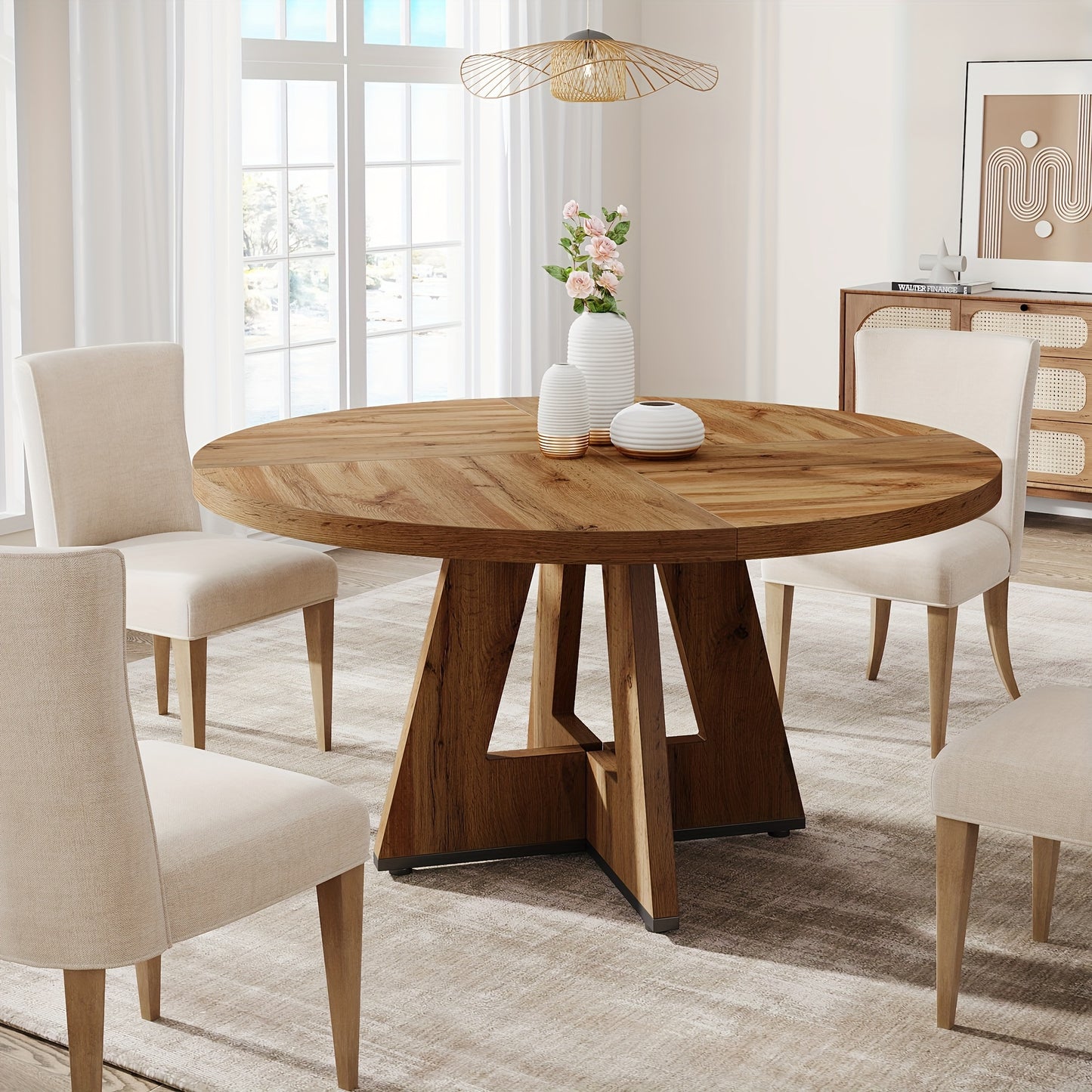 Rustic Round Farmhouse Dining Table for Cozy Home Gatherings
