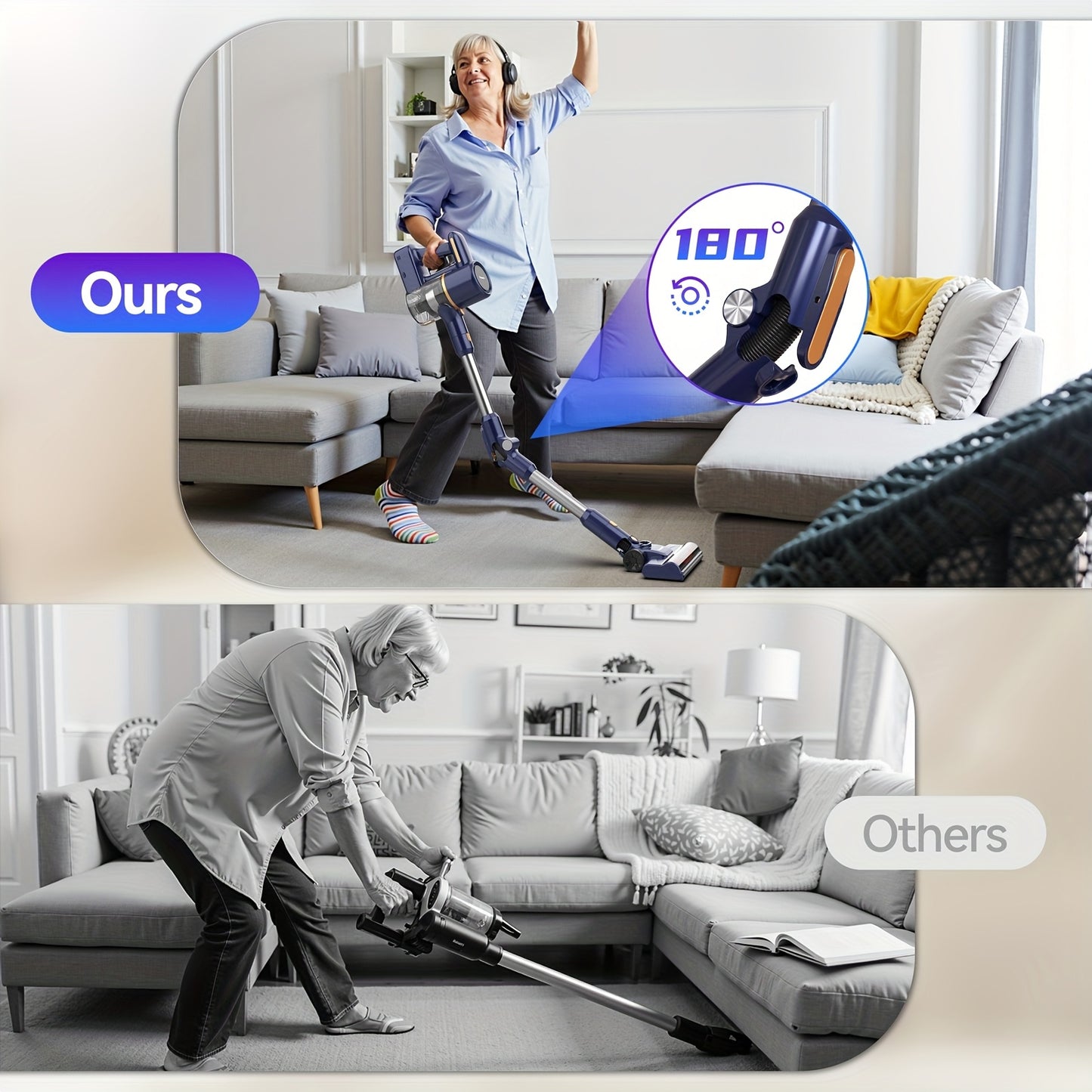 INSE N7 Cordless Vacuum Cleaner Foldable Tube And Led Brush