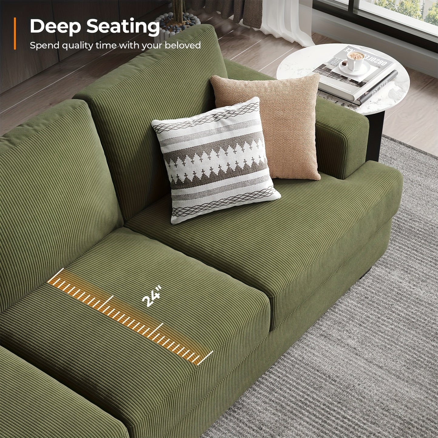 Comfy Modern 3-Seater Sofa with Removable Cover and Pillow Backrest