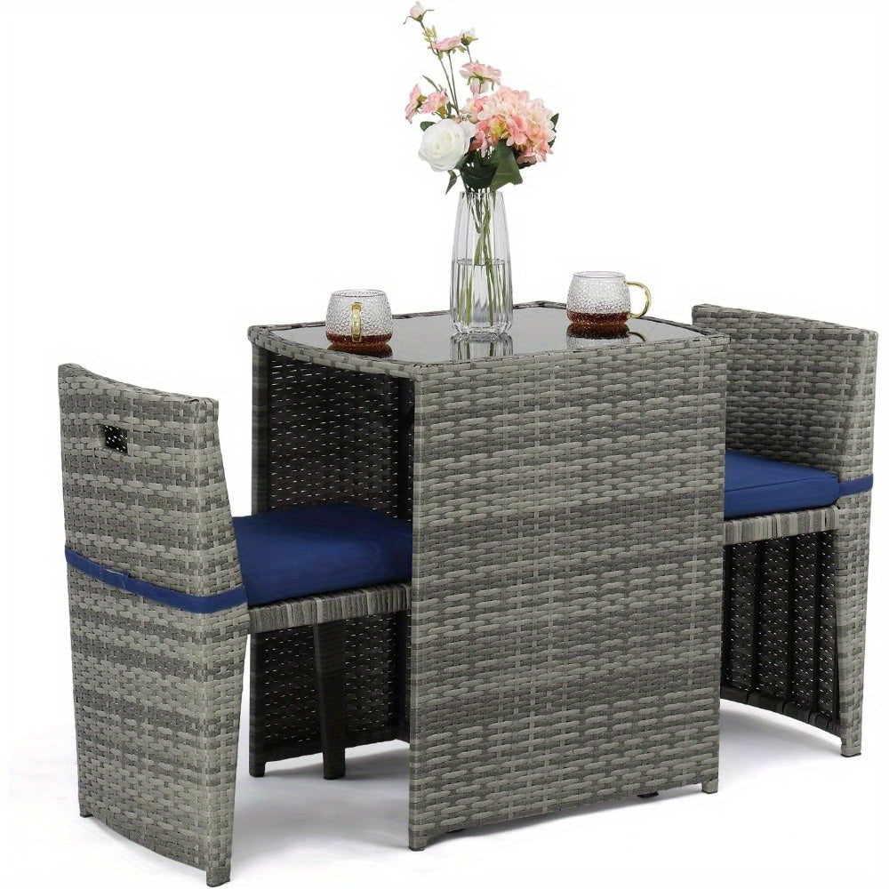 Bonnlo Wicker Outdoor Patio Bistro Set for Small Spaces