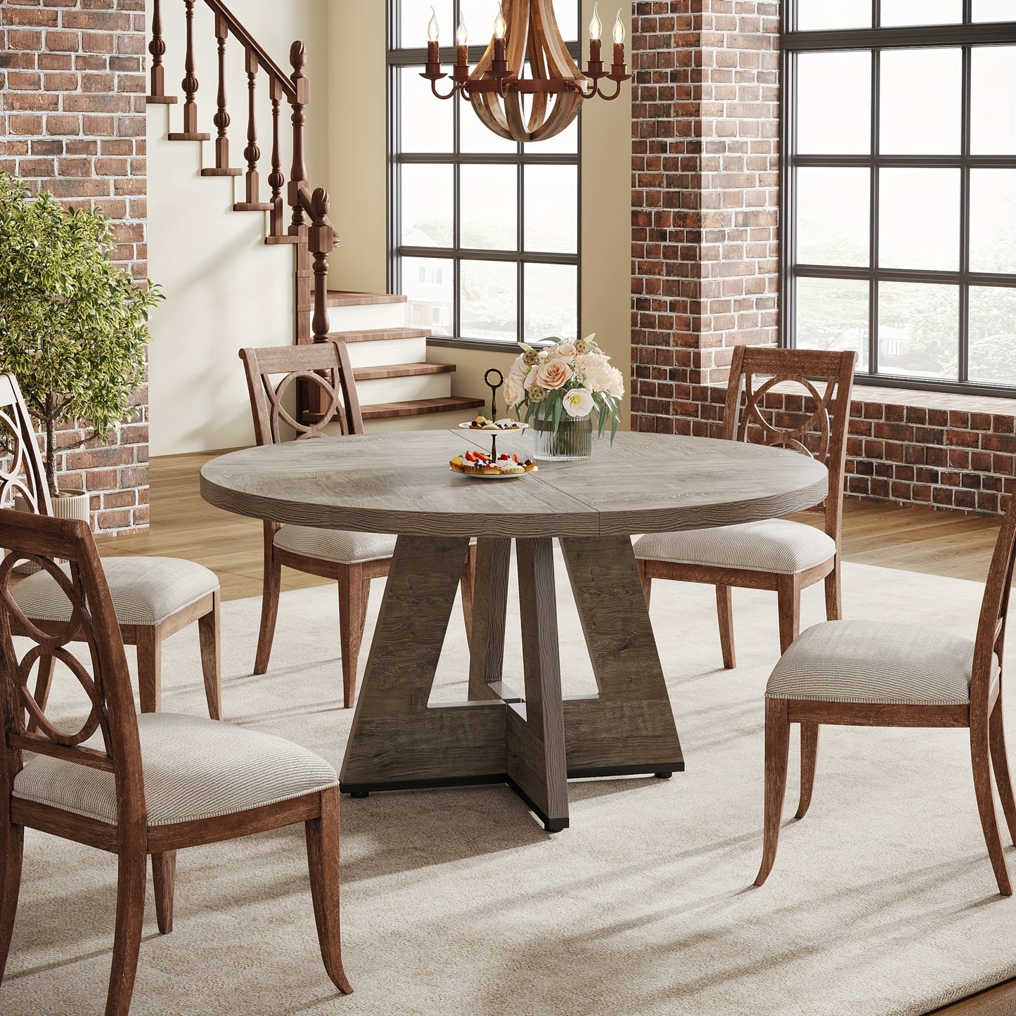 Rustic Round Farmhouse Dining Table for Cozy Home Gatherings