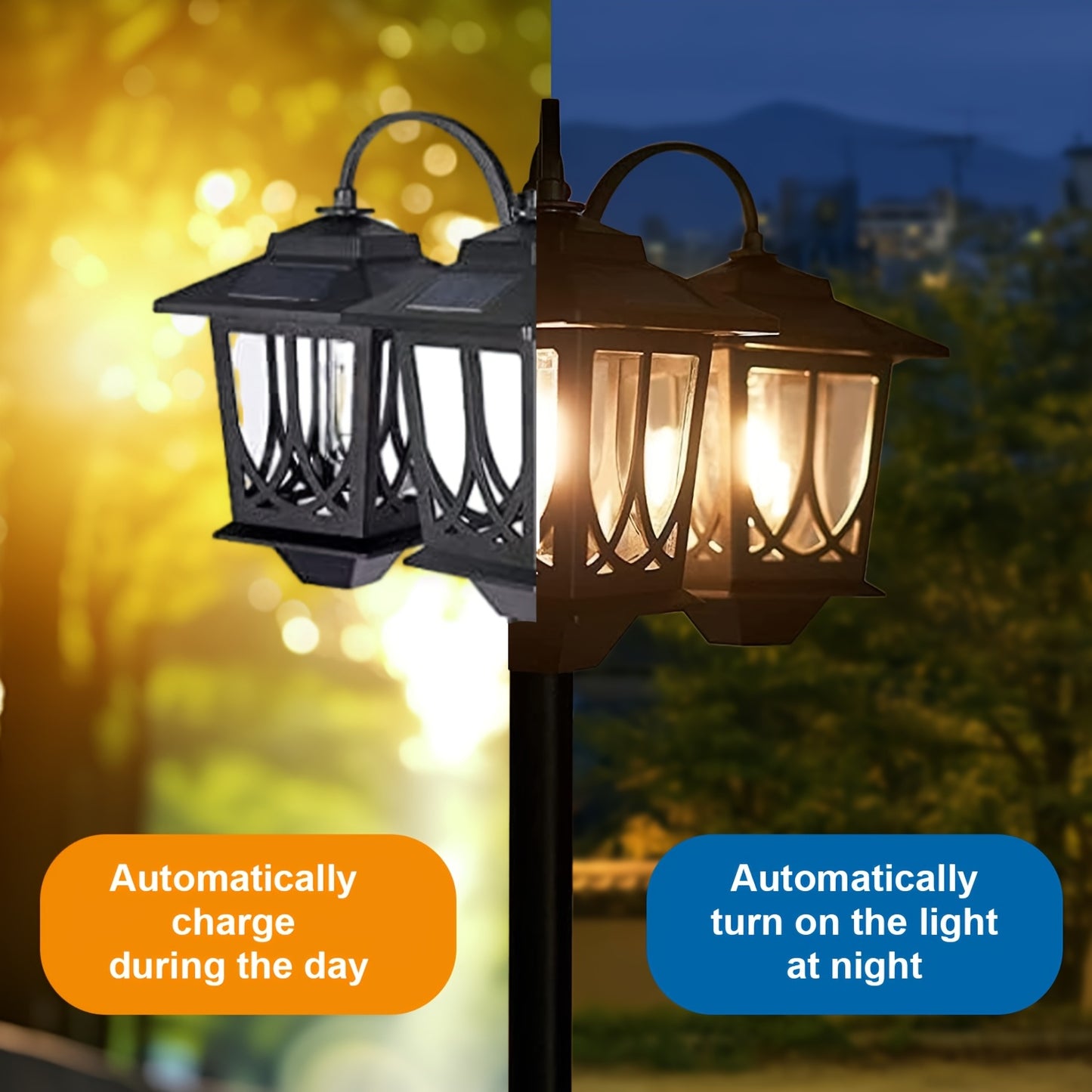 Vintage Solar Floor Lamp for Outdoor Garden and Patio Lighting