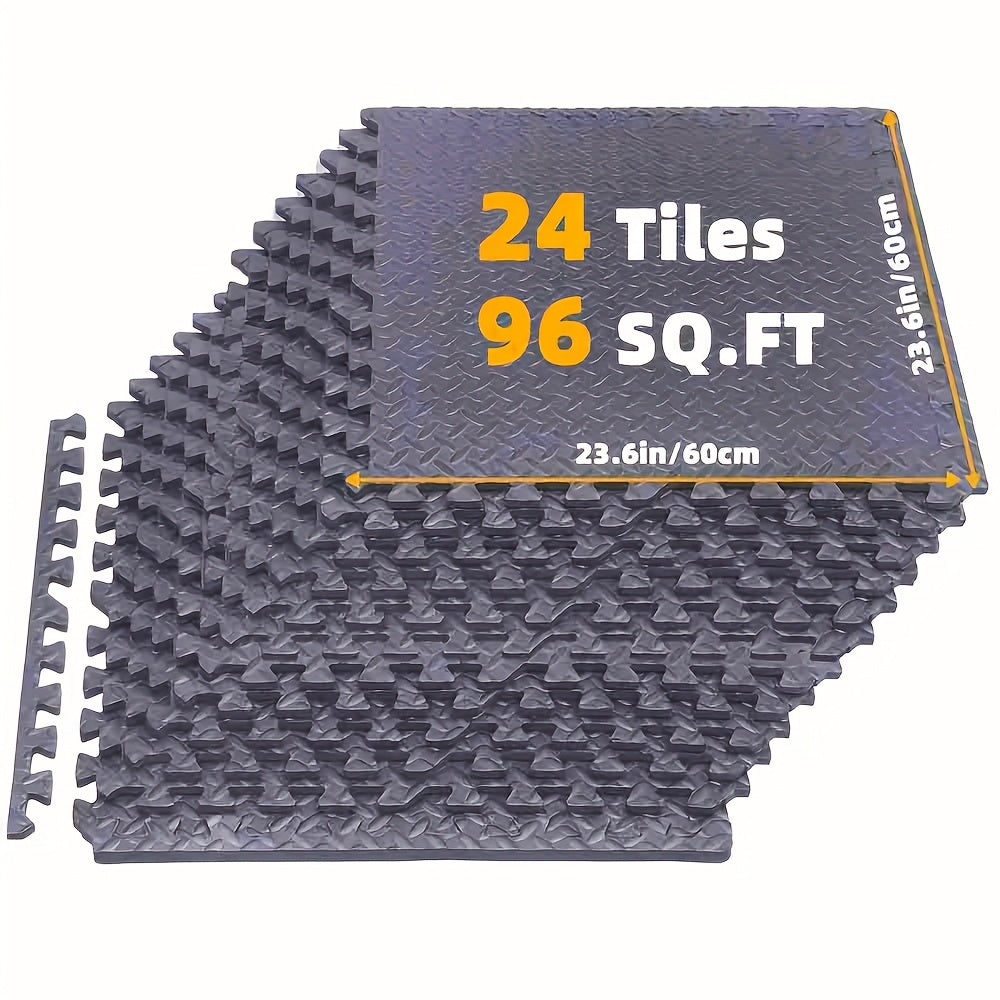 12/24/48 Pack Thick Foam Exercise Mats, Gym Floor Mats - Interlocking EVARubberFloor Protectors for Home And Gym Use -24"x24"(61cm X61cm)