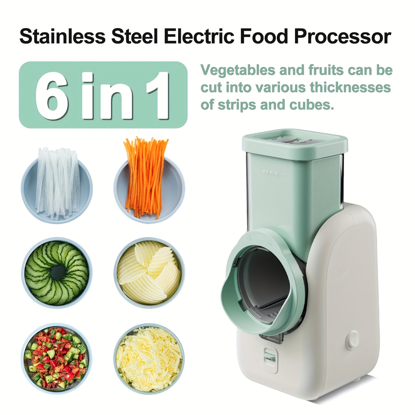 Electric 6-in-1 Cheese Grater and Vegetable Slicer Machine