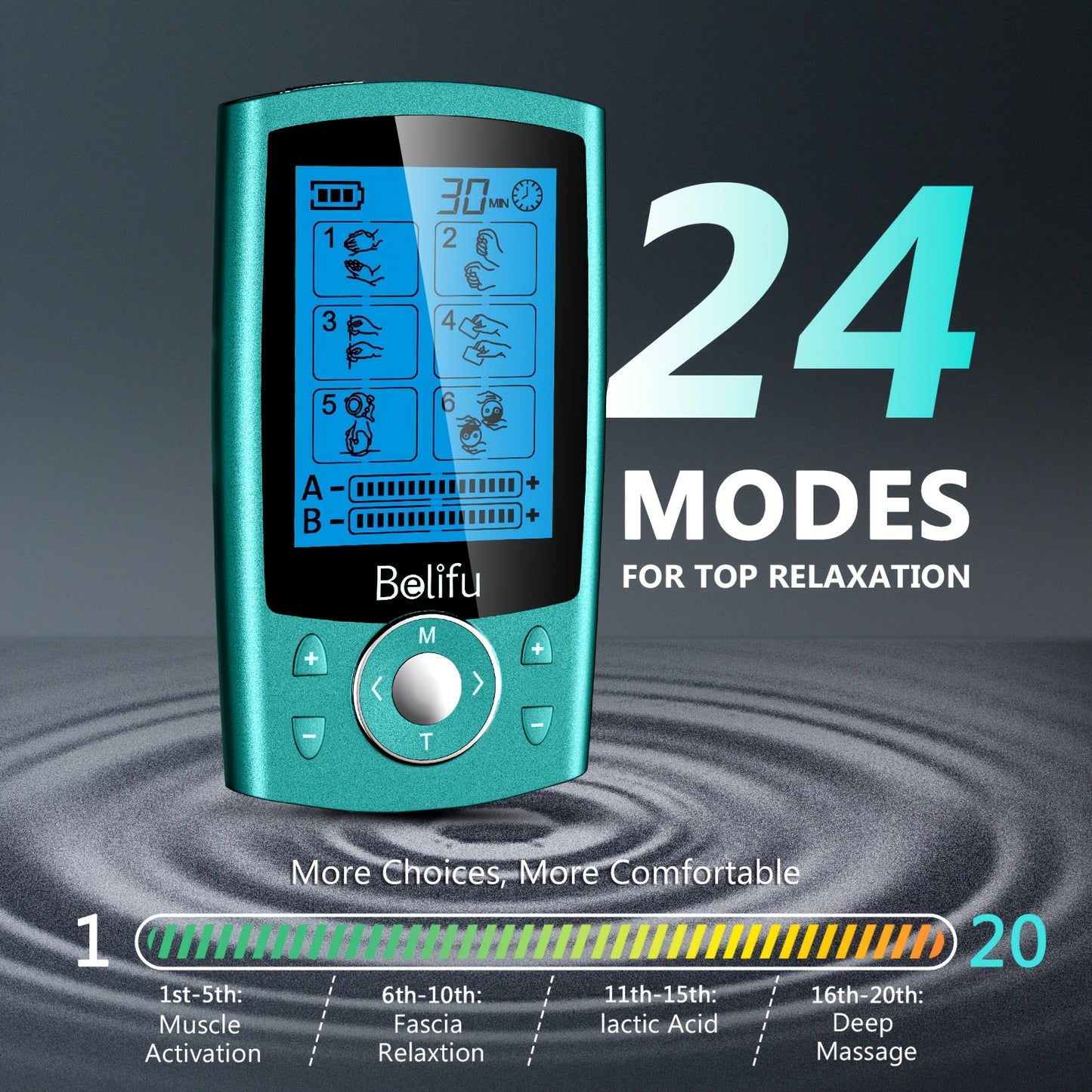 Belifu TENS EMS Muscle Stimulator for Pain Relief and Relaxation