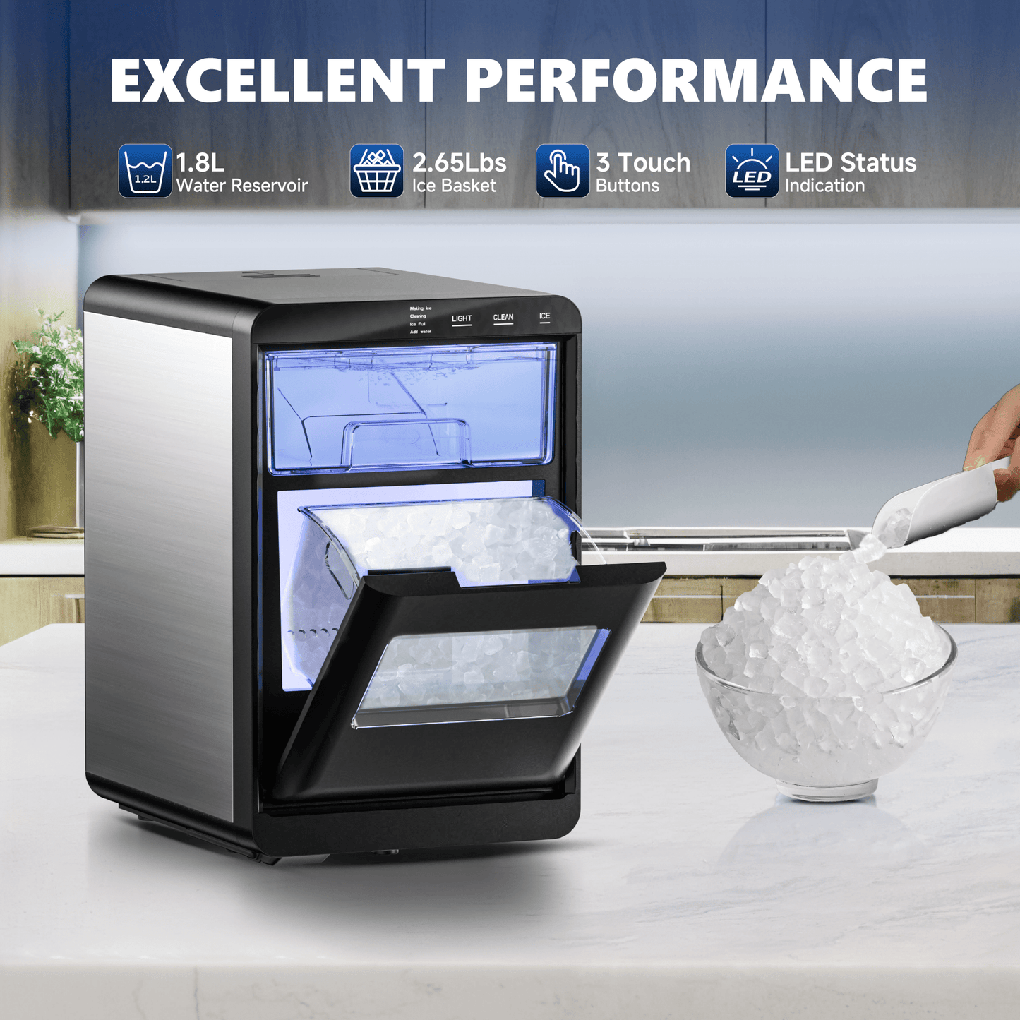 Nugget Ice Maker Machine for Home and Office Use