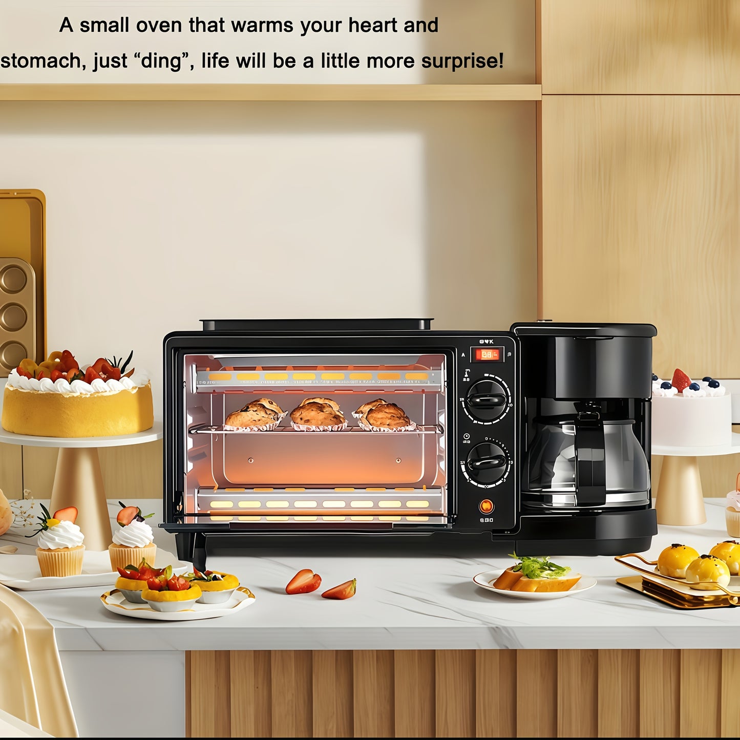 3-in-1 Breakfast Station Electric Kitchen Appliance for Home Use