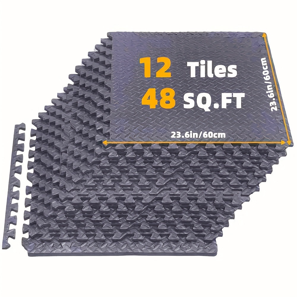 12/24/48 Pack Thick Foam Exercise Mats, Gym Floor Mats - Interlocking EVARubberFloor Protectors for Home And Gym Use -24"x24"(61cm X61cm)