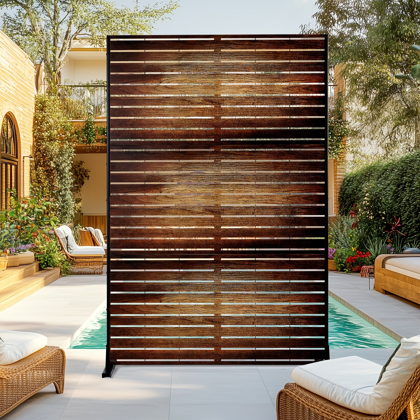 Freestanding Metal Privacy Screen For Outdoor Garden and Patio