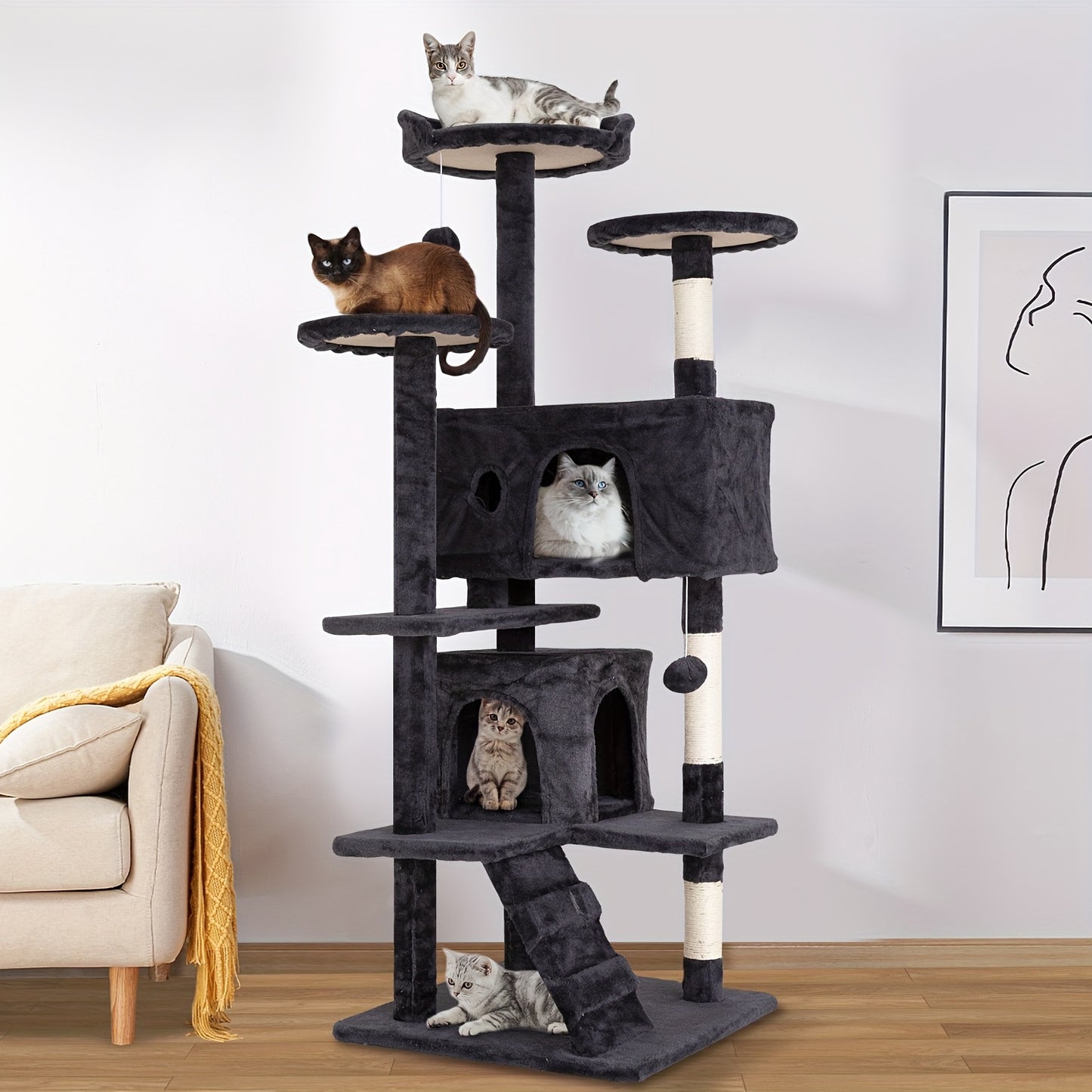 Large Cat Tree Multi-Level Activity Center for Playful Kittens