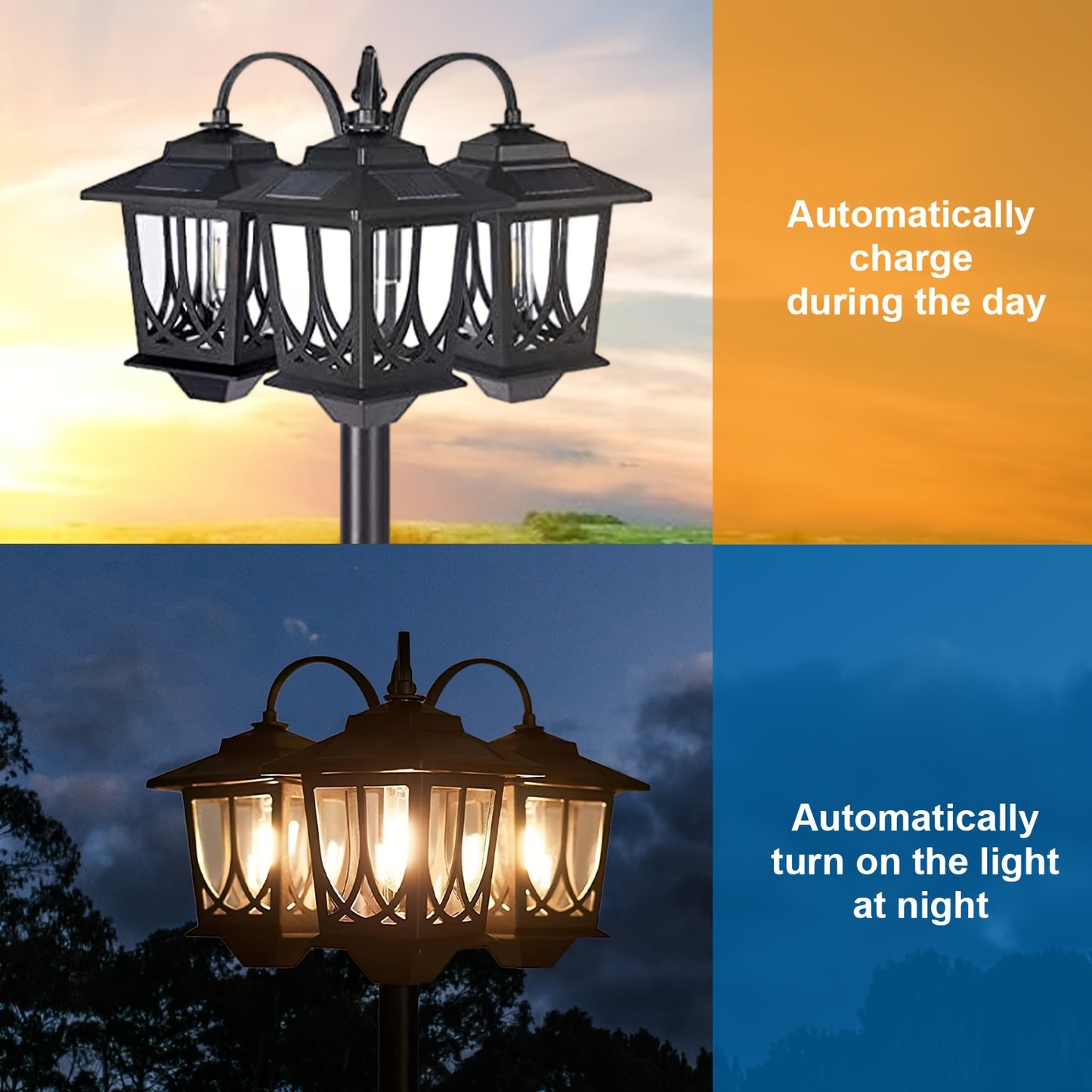 Vintage Solar Floor Lamp for Outdoor Garden and Patio Lighting