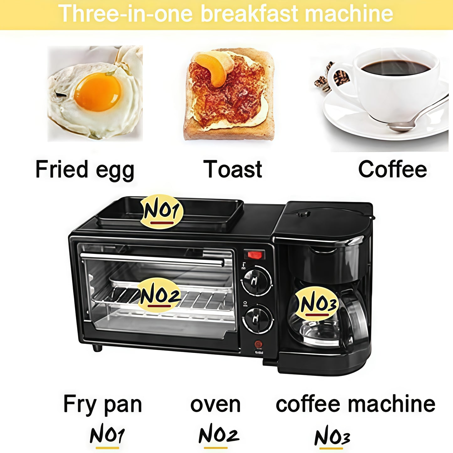 3-in-1 Breakfast Station Electric Kitchen Appliance for Home Use