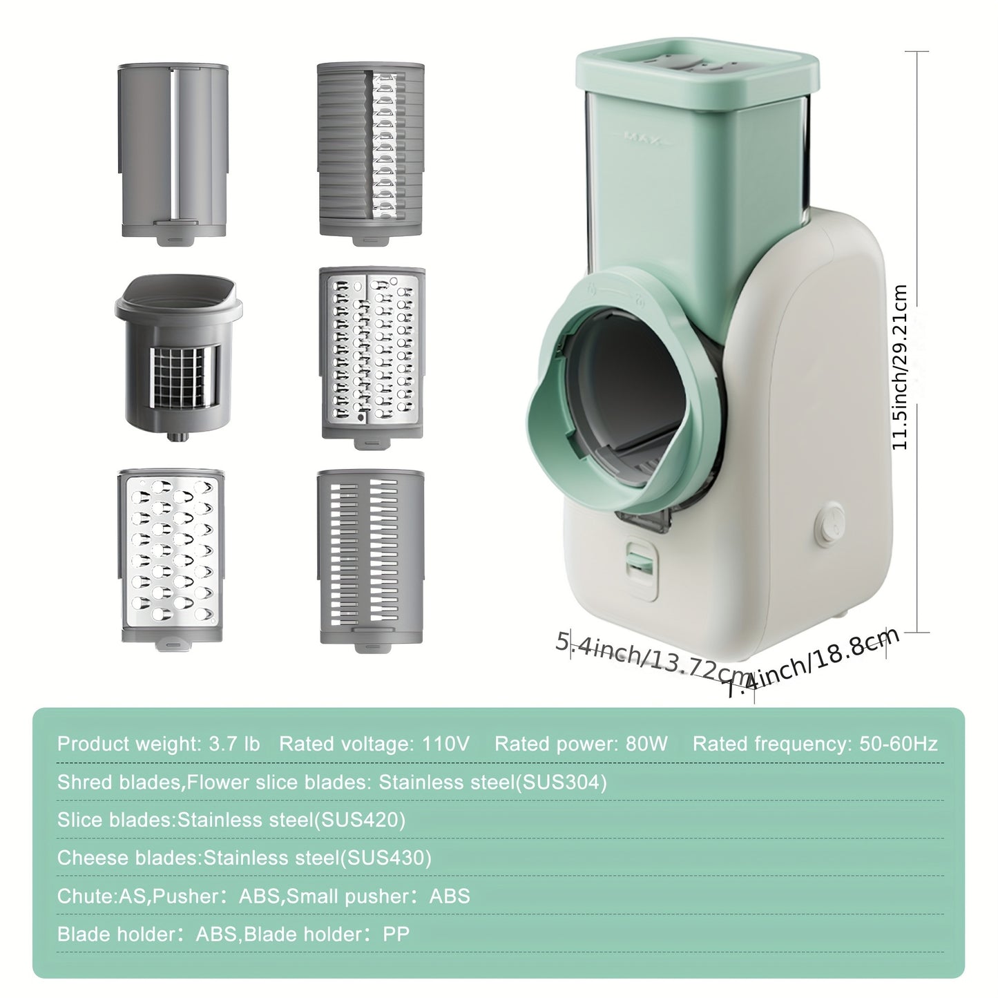 Electric 6-in-1 Cheese Grater and Vegetable Slicer Machine