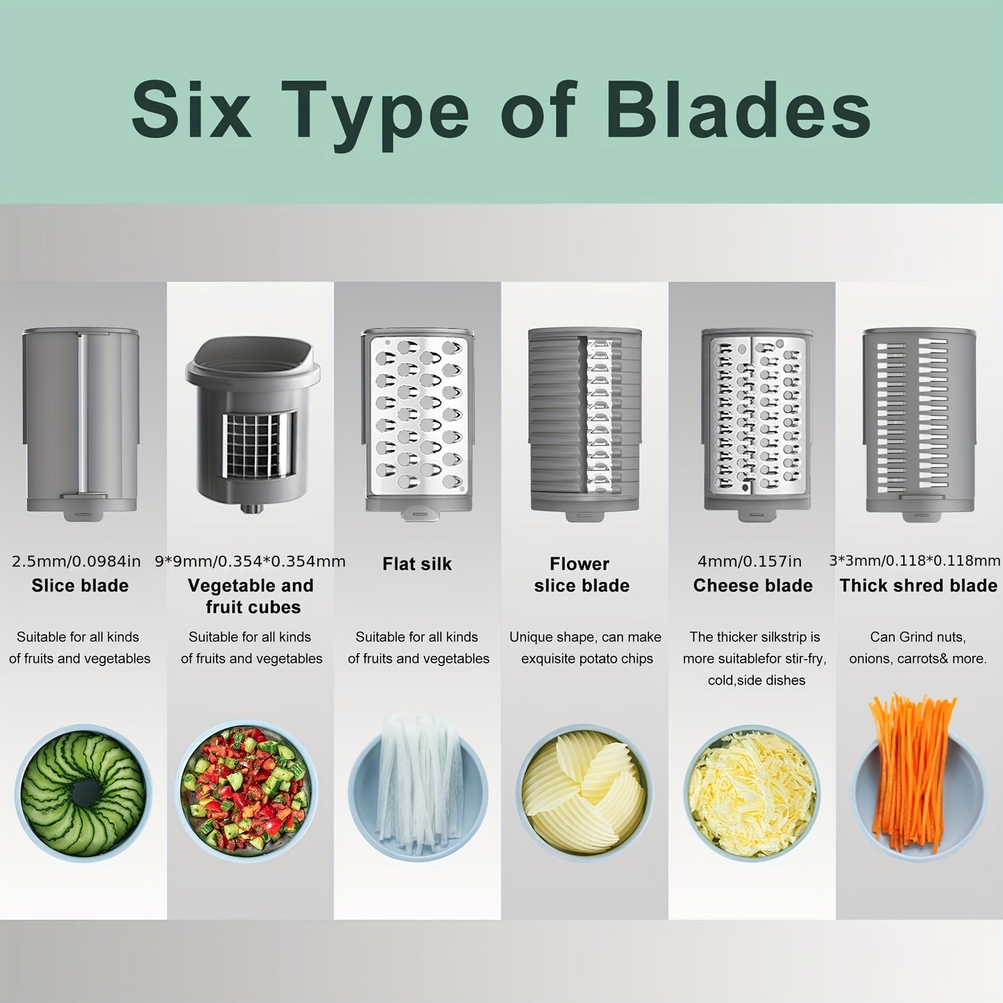 Electric 6-in-1 Cheese Grater and Vegetable Slicer Machine