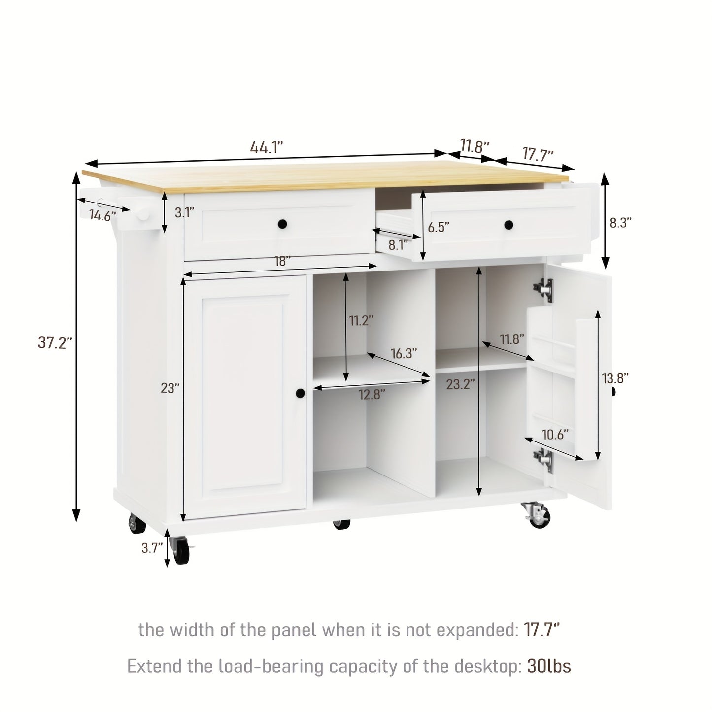 Rolling Kitchen Island Cart With Storage And Drop Leaf Design
