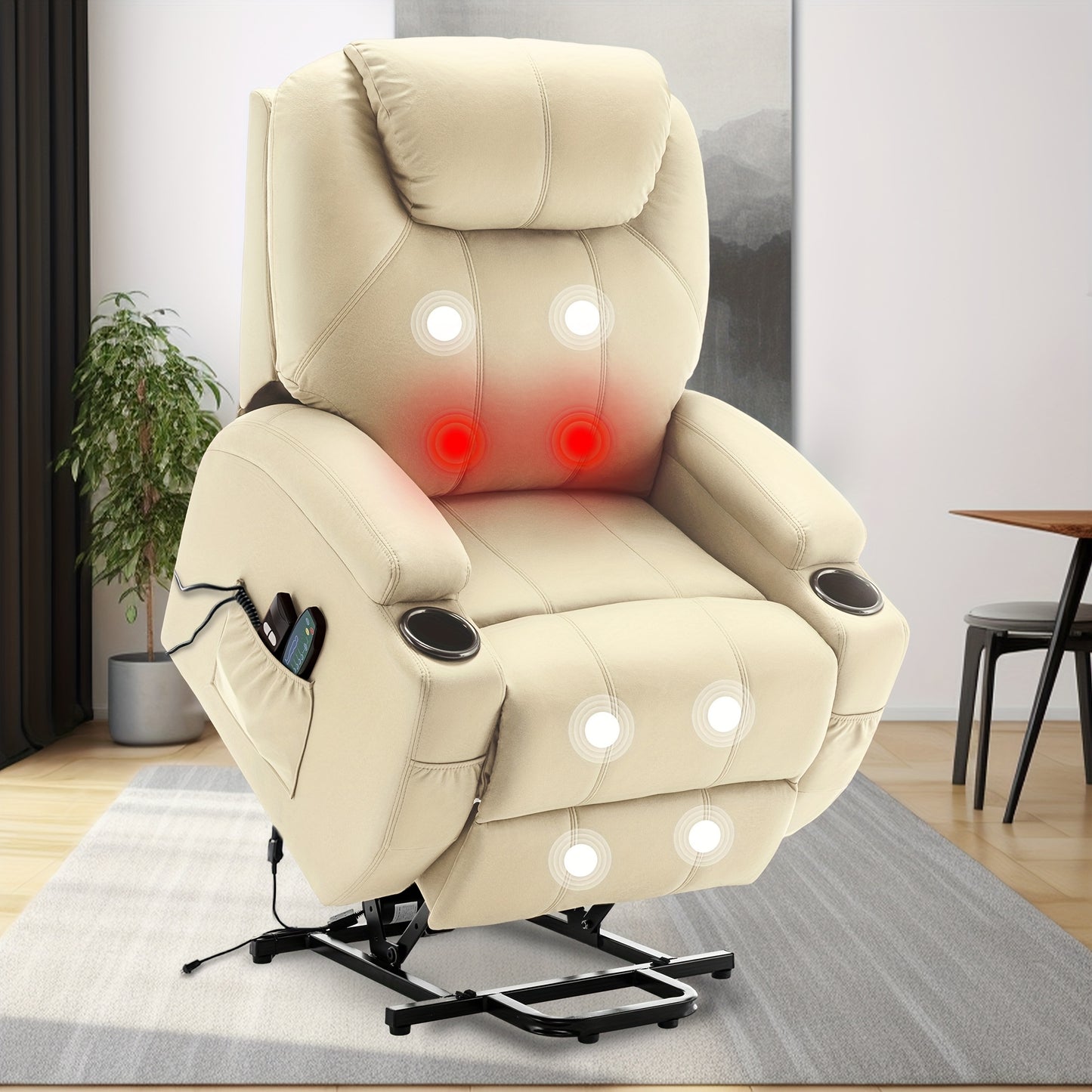 Black Power Lift Recliner Chair with Massage and Heat Function