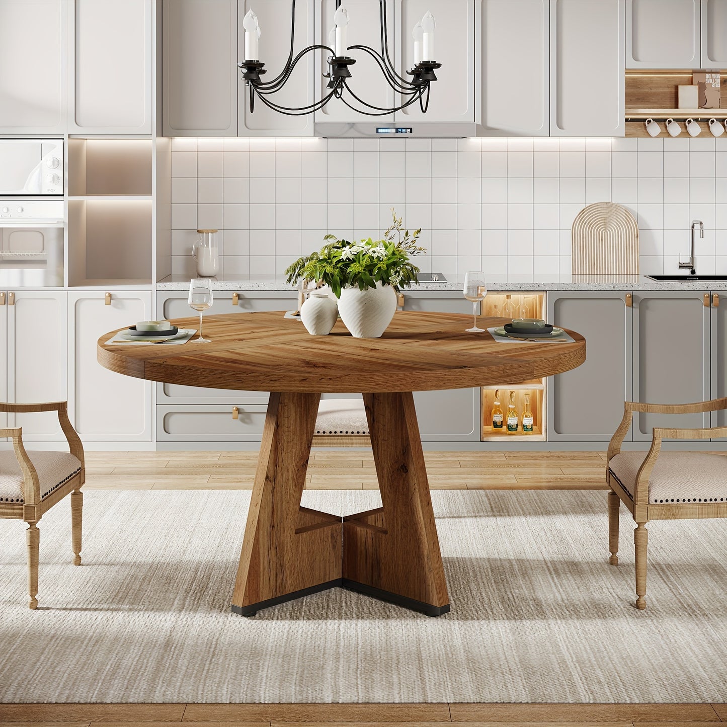 Rustic Round Farmhouse Dining Table for Cozy Home Gatherings