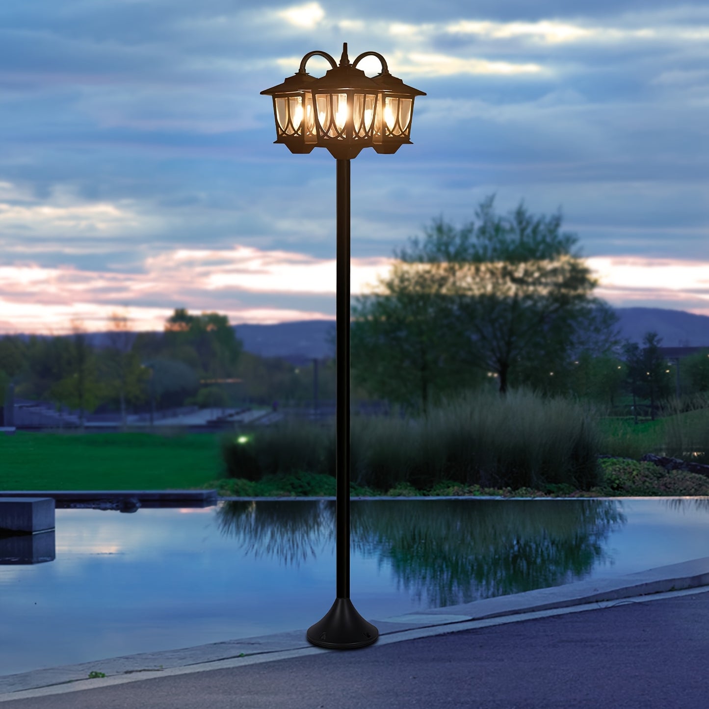 Vintage Solar Floor Lamp for Outdoor Garden and Patio Lighting