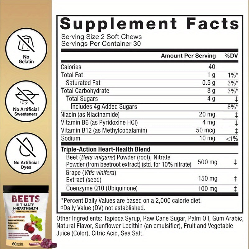 Premium Beetroot Gummies with CoQ10 for Heart and Circulation Health