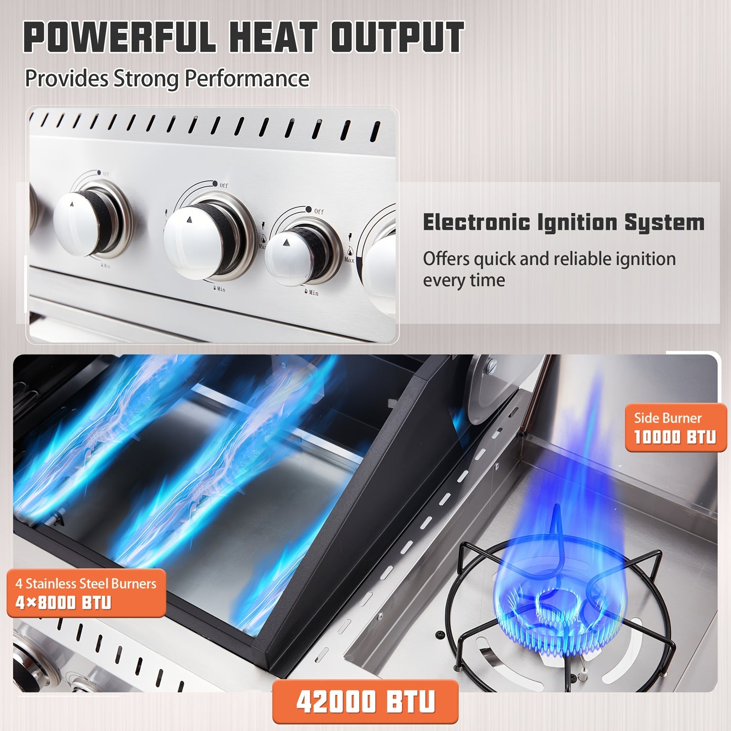 Stainless Steel Propane Gas Grill With Side Burner For Outdoors