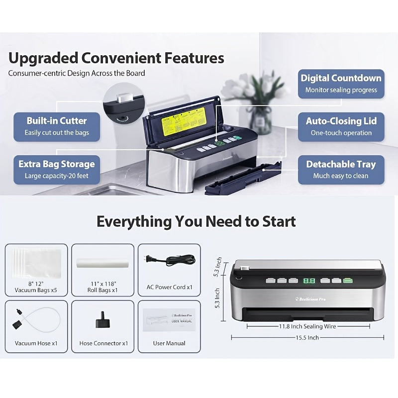 Beelicious 8-in-1 Fully Automatic Vacuum Sealer Machine