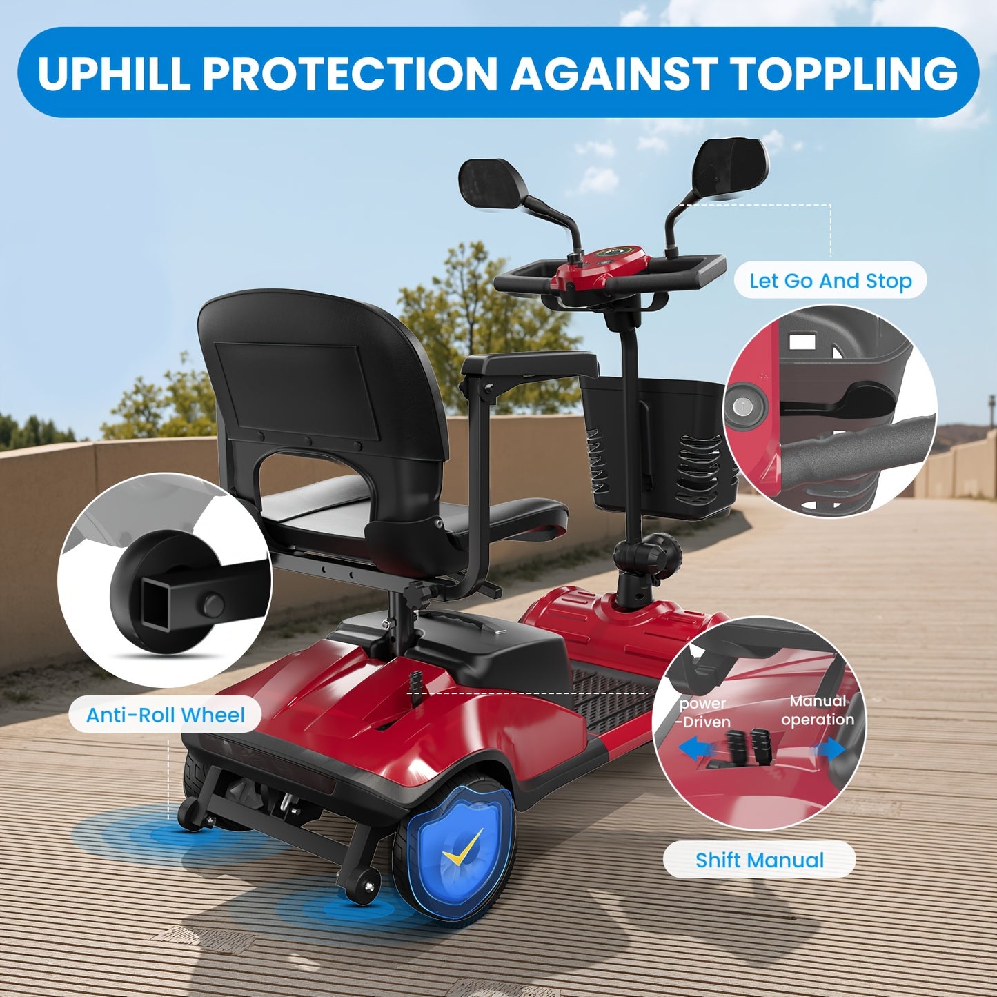 Kerdom 250W Folding Mobility Scooter for Adults and Seniors