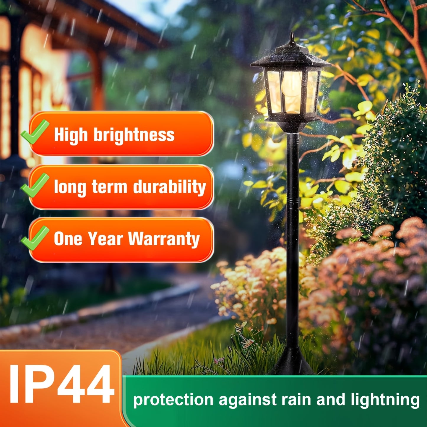 Solar Powered Aluminum Lamp Post Light for Outdoor Decor