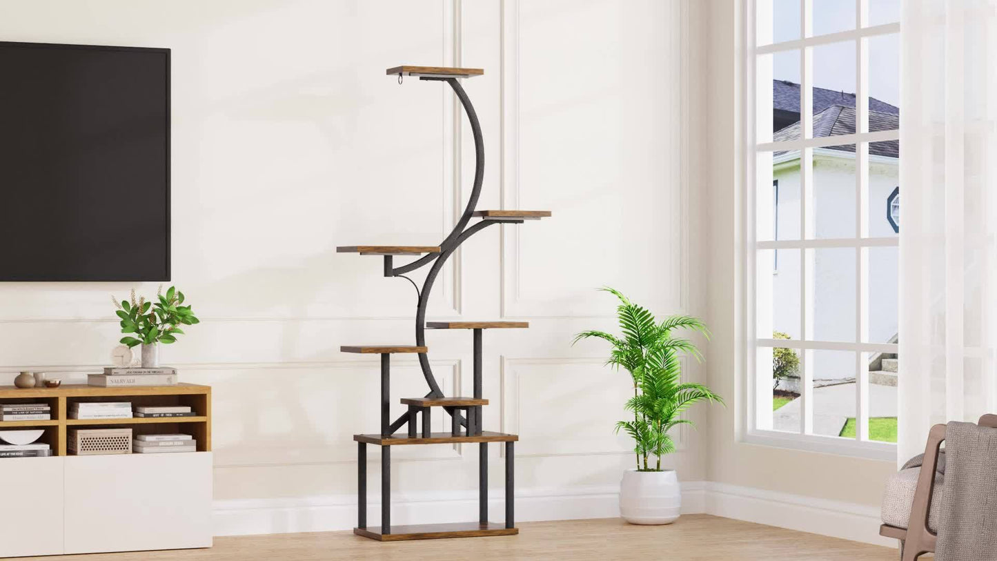 CODACE Indoor Plant Stand with Grow Lights and Tiered Shelves