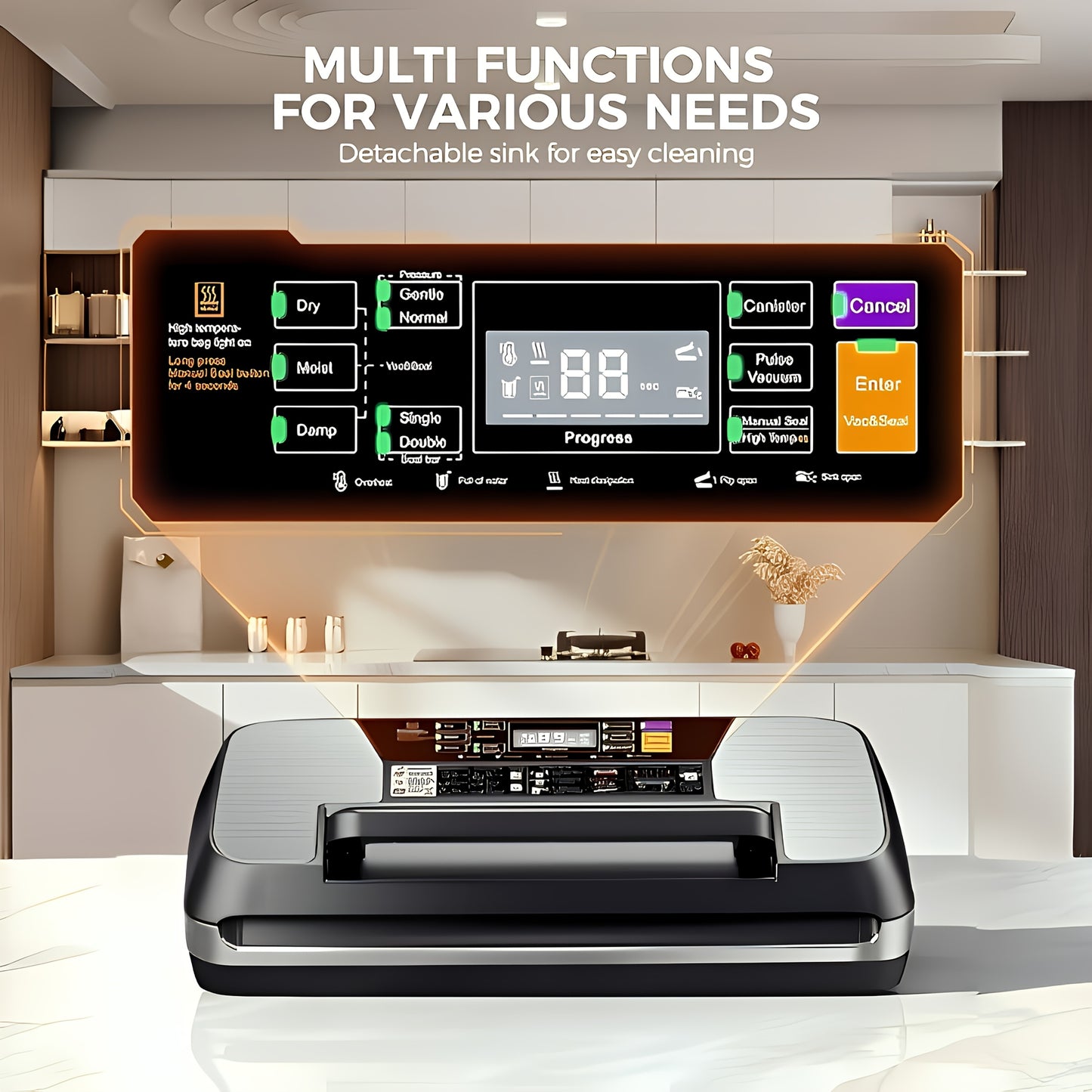 Powerful Automatic Food Vacuum Sealer With Built-in Cutter
