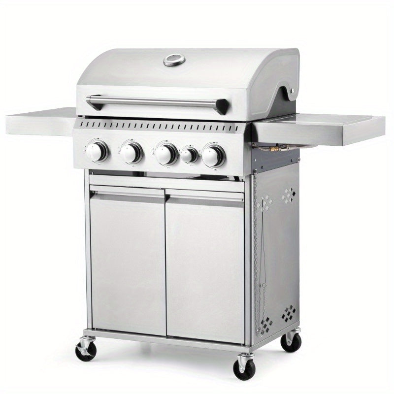 Stainless Steel Propane Gas Grill With Side Burner For Outdoors