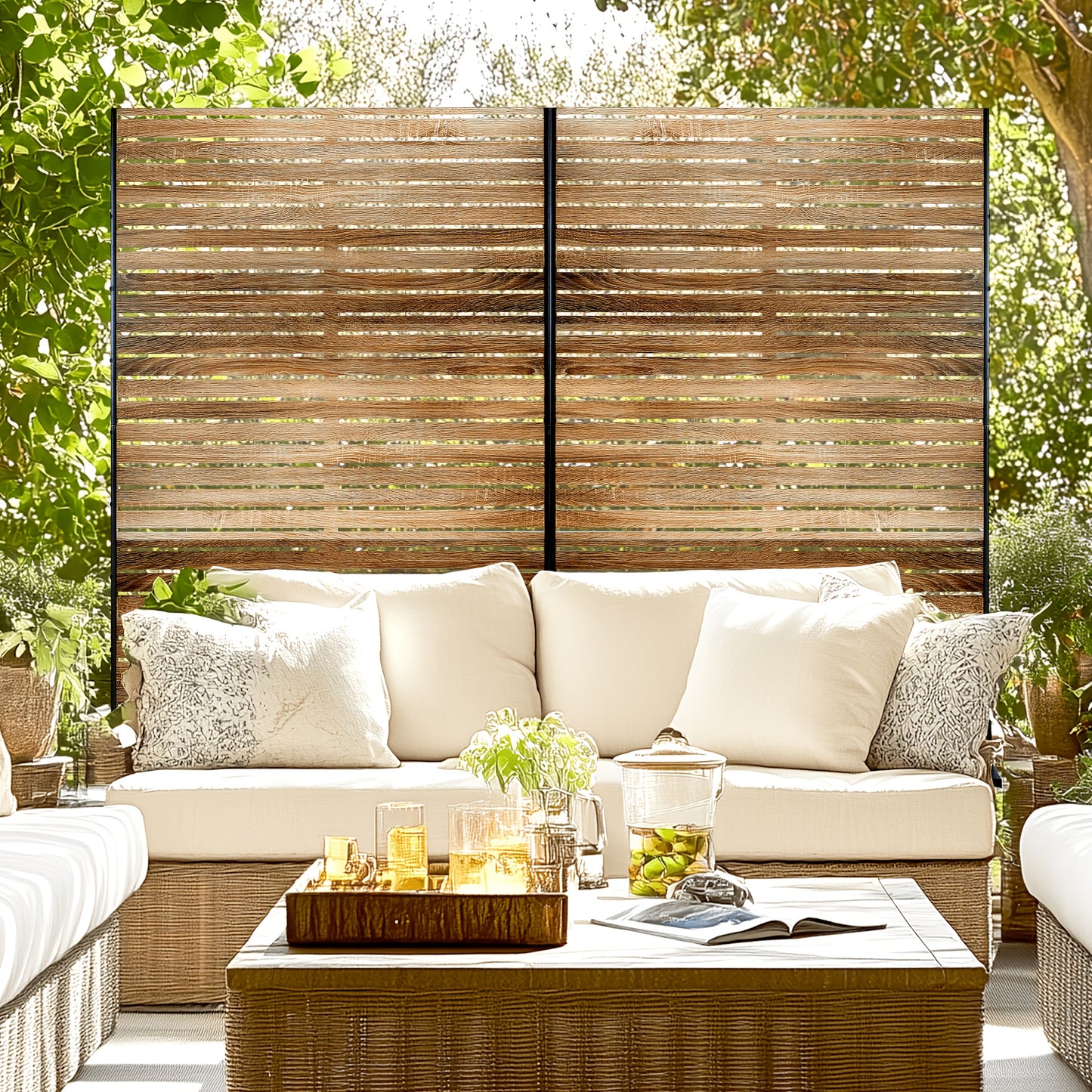 Freestanding Metal Privacy Screen For Outdoor Garden and Patio