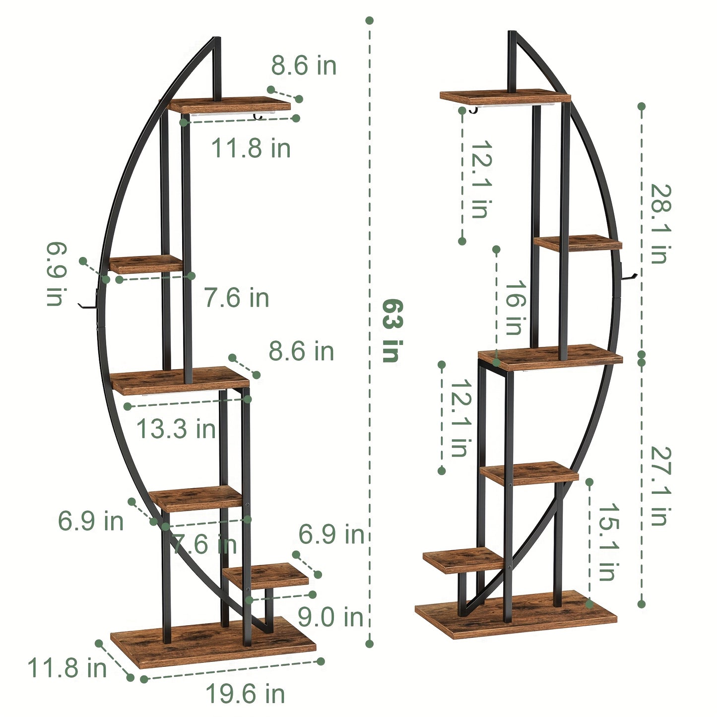 Metal Plant Stands with Grow Lights for Indoor Display