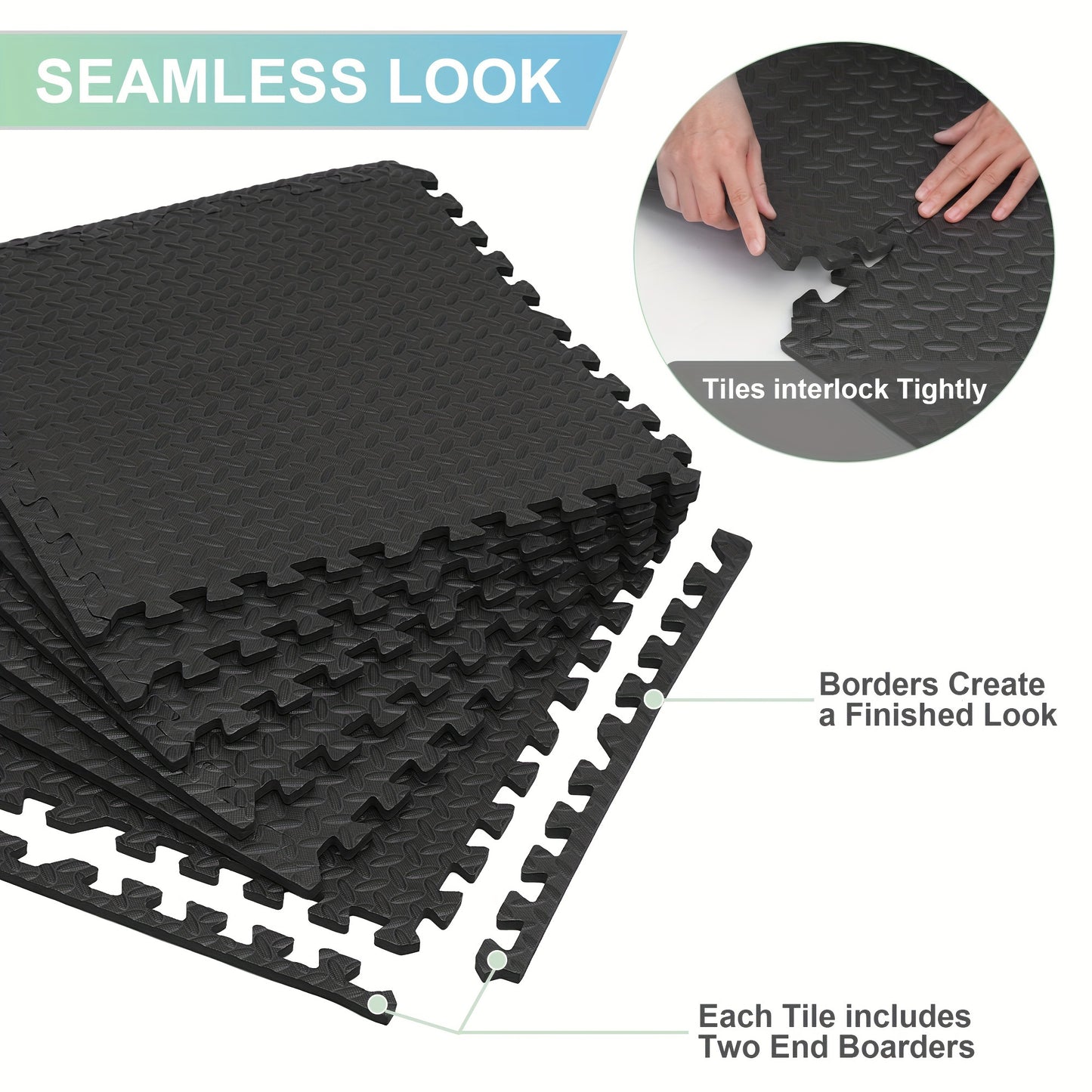 12/24/48 Pack Thick Foam Exercise Mats, Gym Floor Mats - Interlocking EVARubberFloor Protectors for Home And Gym Use -24"x24"(61cm X61cm)