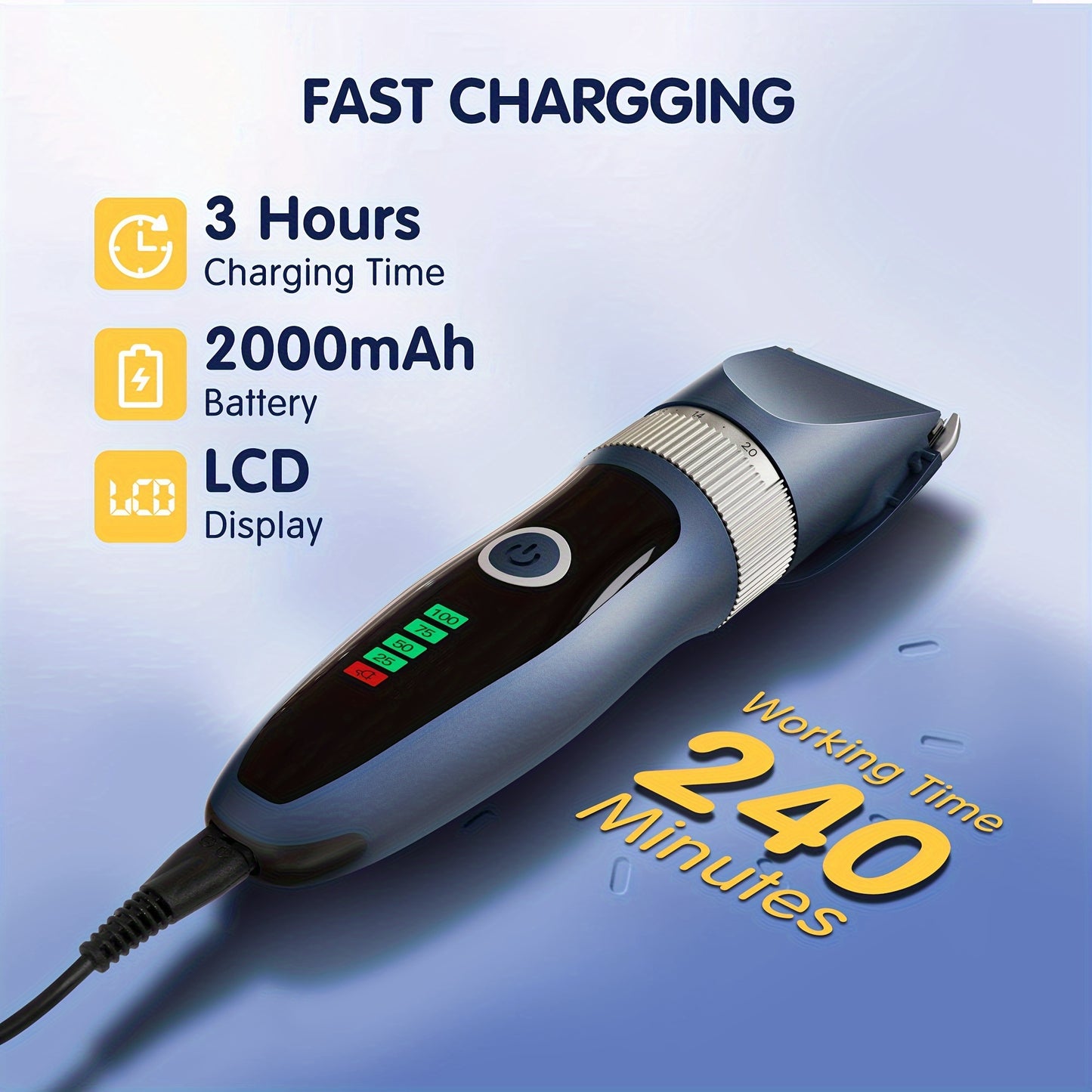 Rechargeable Cordless Pet Clippers for Quiet Grooming Sessions