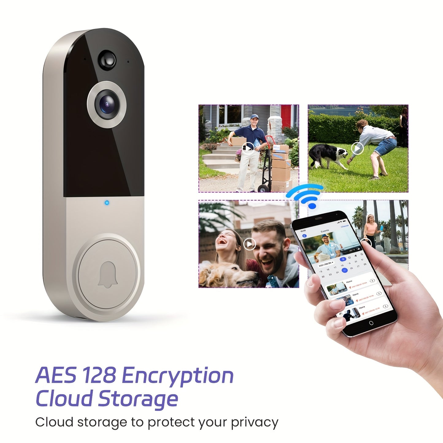 Wireless Wi-Fi Video Doorbell Camera with AI Motion Detection