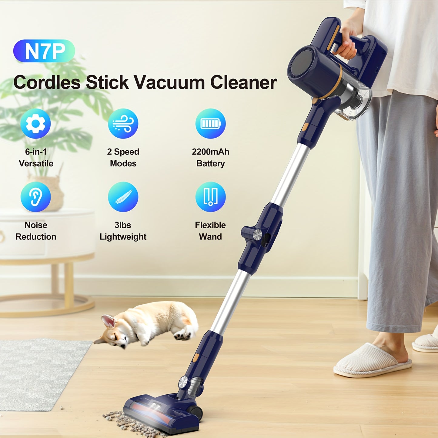 INSE N7 Cordless Vacuum Cleaner Foldable Tube And Led Brush