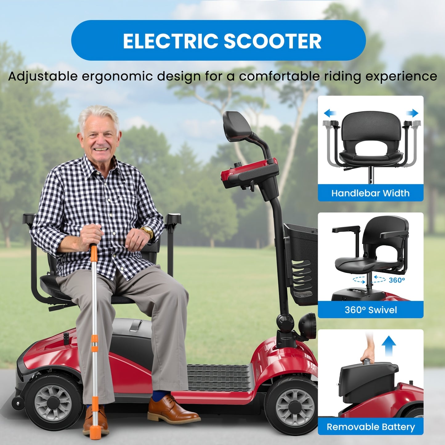 Kerdom 250W Folding Mobility Scooter for Adults and Seniors