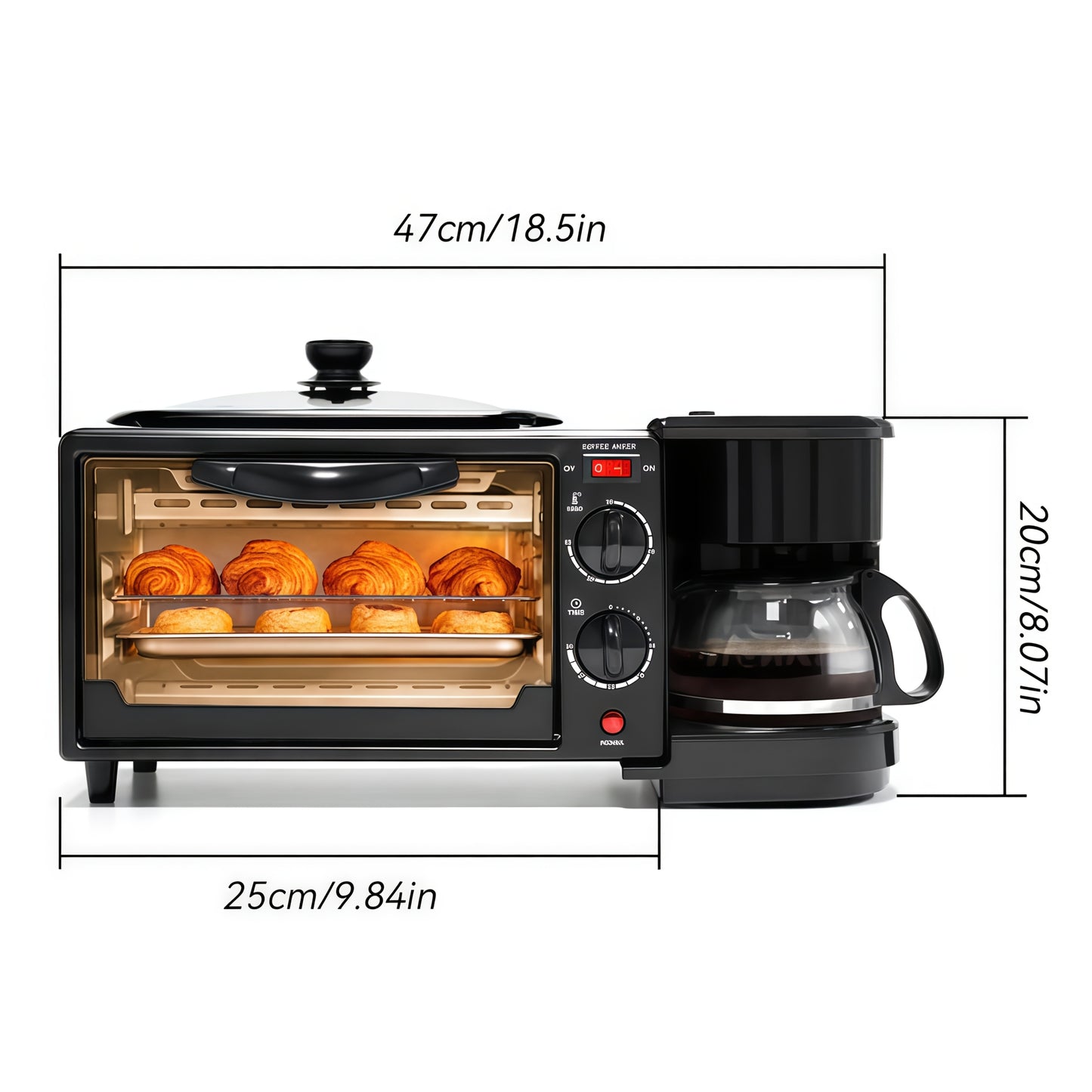 3-in-1 Breakfast Station Electric Kitchen Appliance for Home Use