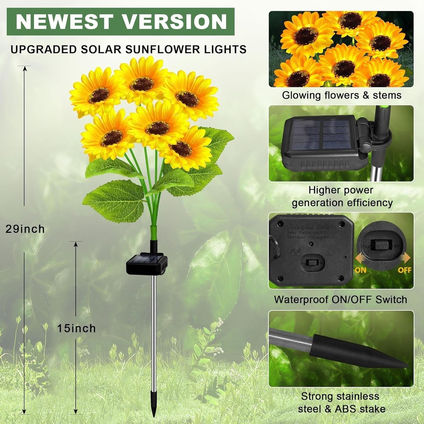Solar Sunflower Lights for Outdoor Garden and Party Decor