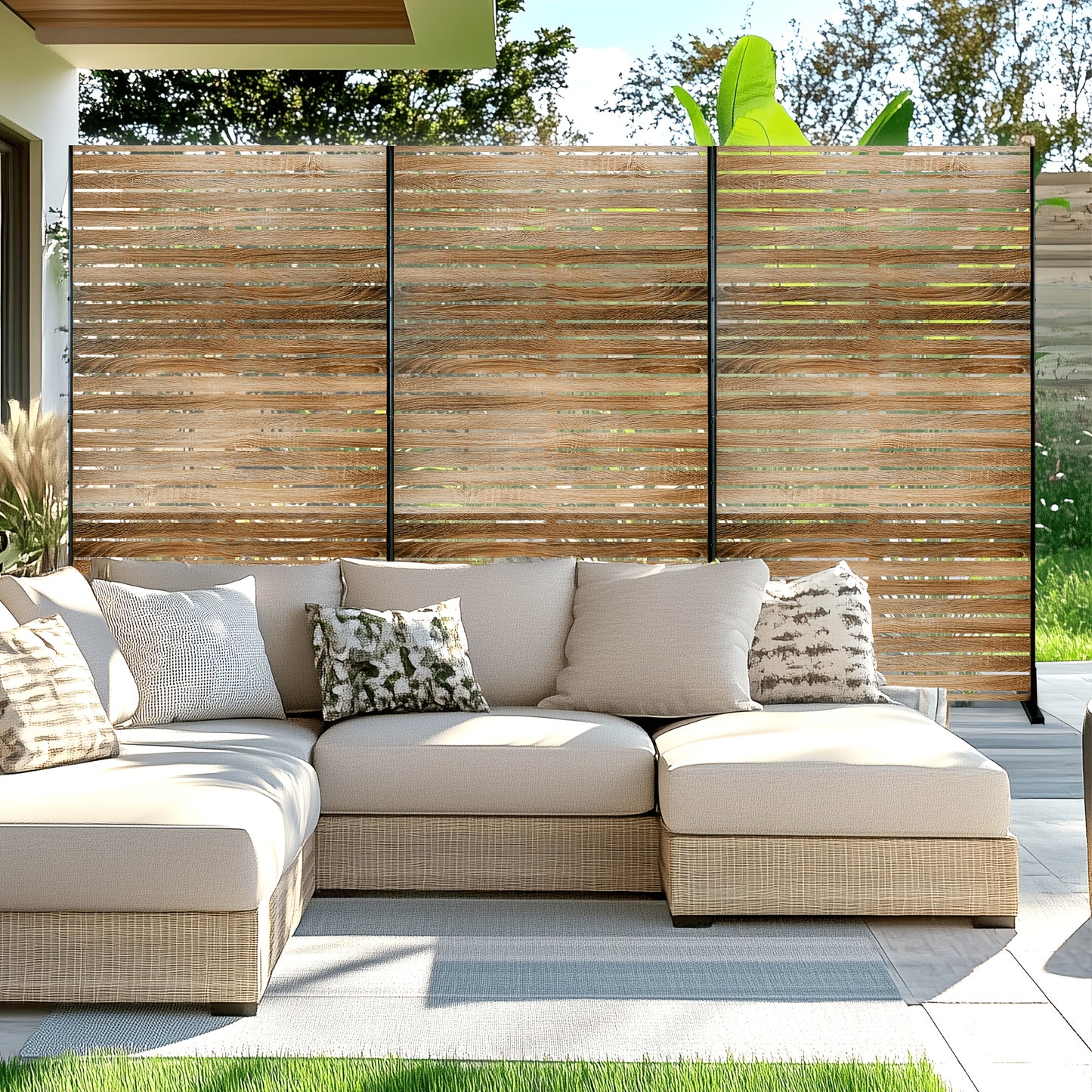 Freestanding Metal Privacy Screen For Outdoor Garden and Patio