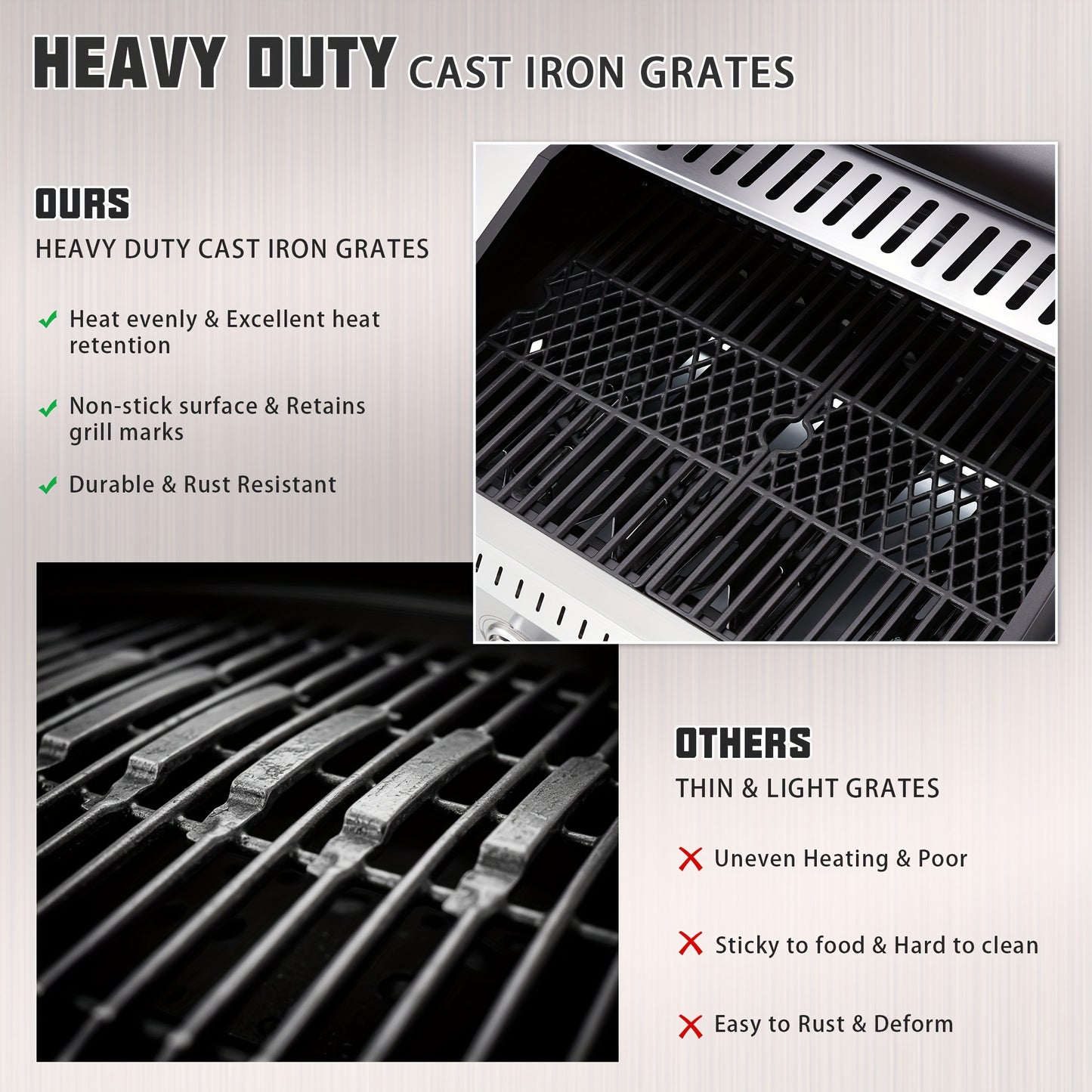 Stainless Steel Propane Gas Grill With Side Burner For Outdoors