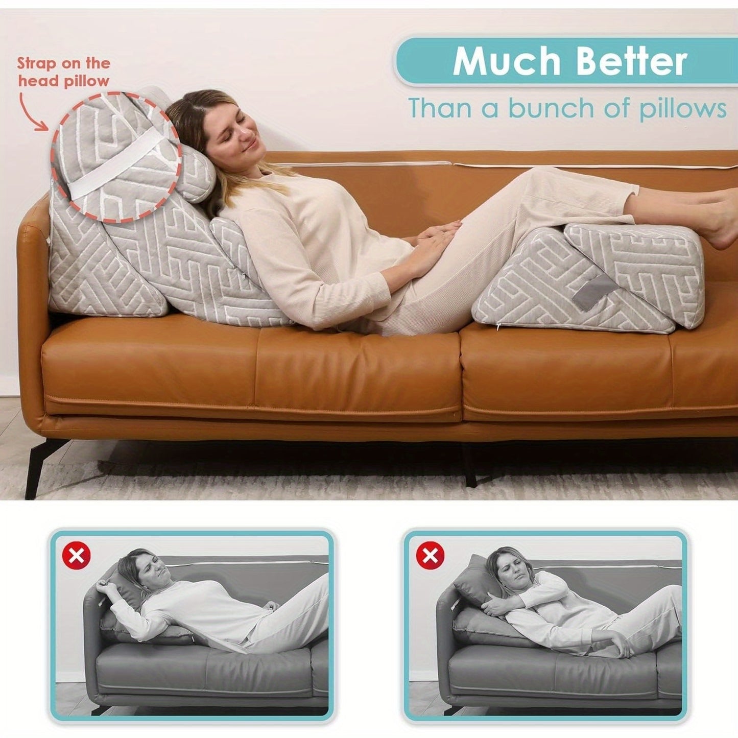 Adjustable Memory Foam Wedge Pillow for Back and Leg Support
