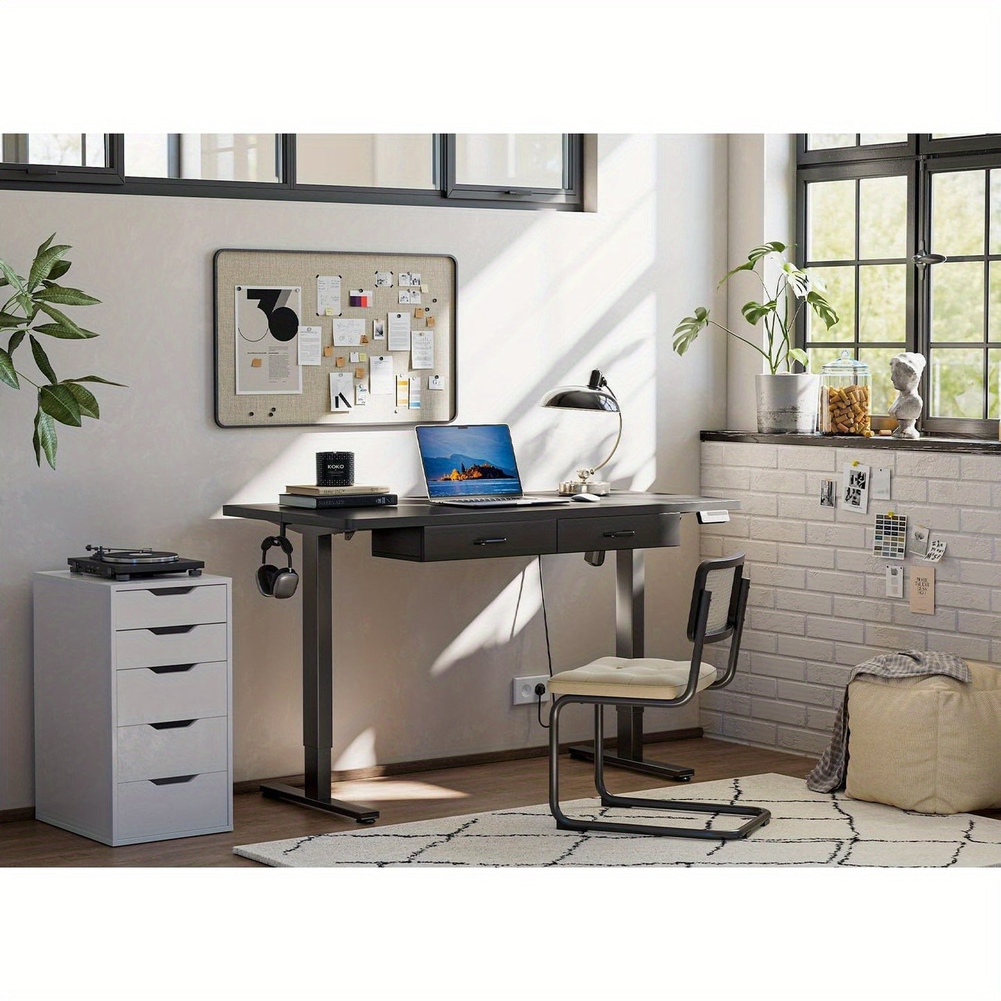 CubiCubi Adjustable Standing Desk With Double Drawer