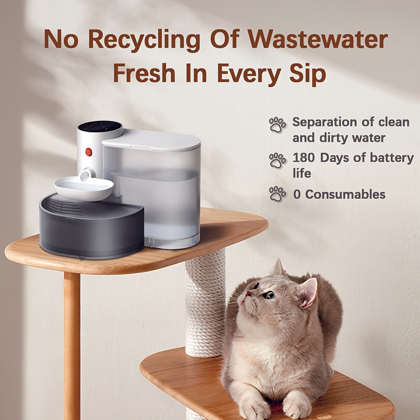 Portable Pet Waterer With Rechargeable Battery For Cats