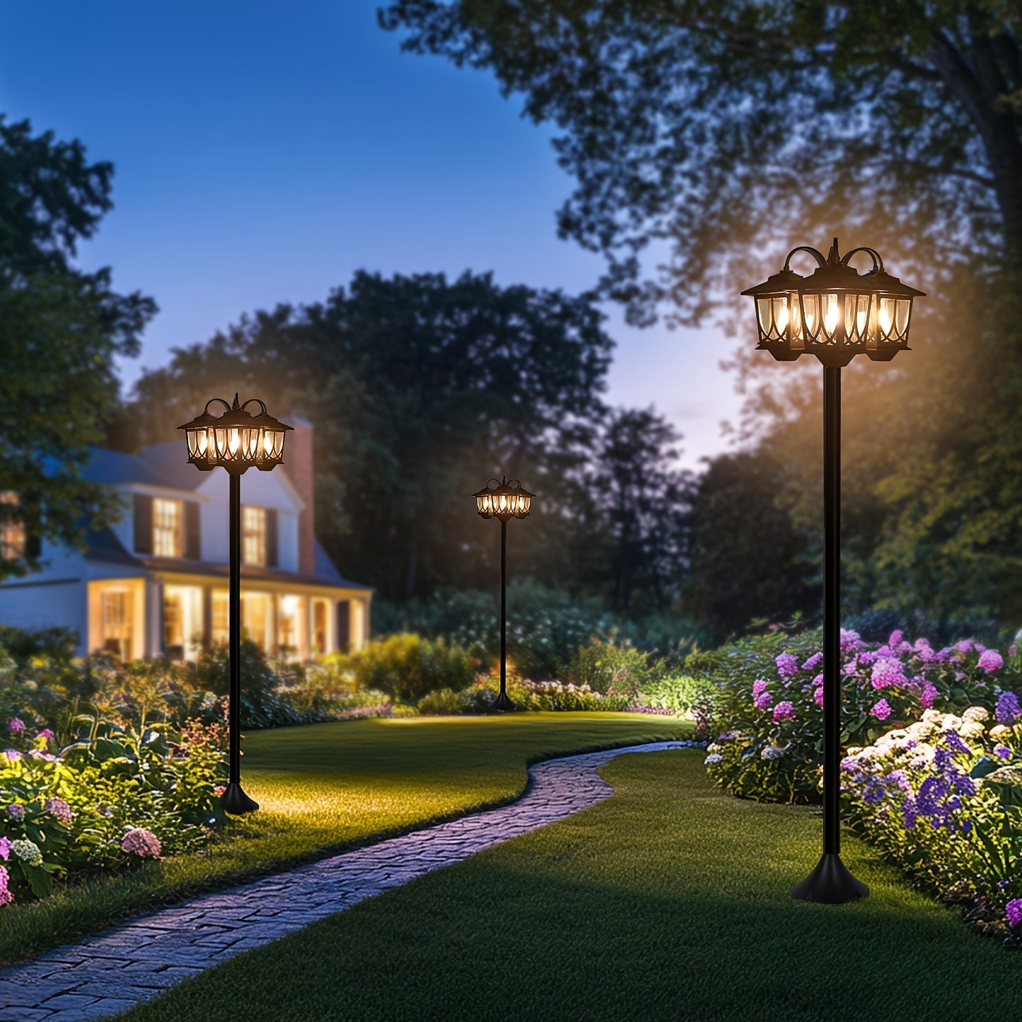 Vintage Solar Floor Lamp for Outdoor Garden and Patio Lighting