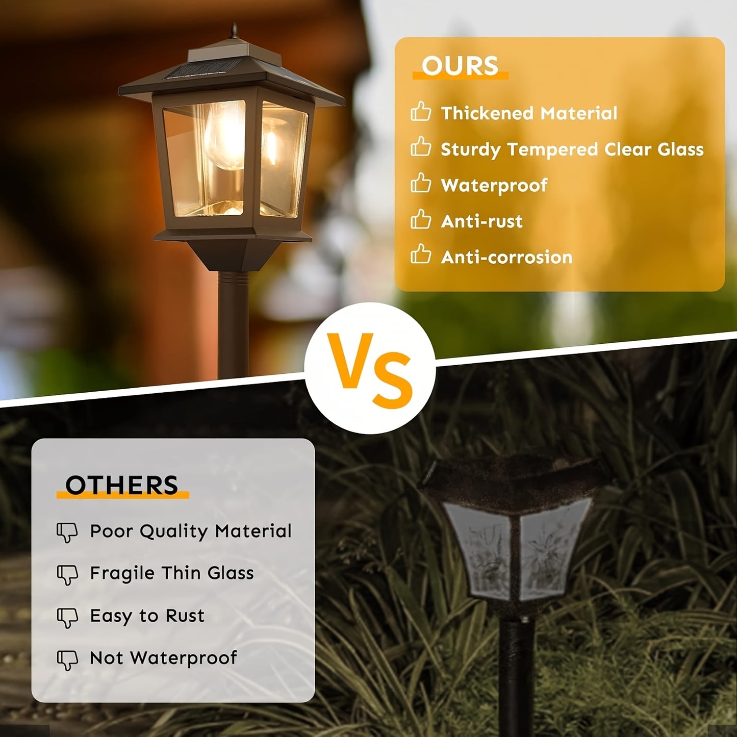 Solar Powered Aluminum Lamp Post Light for Outdoor Decor