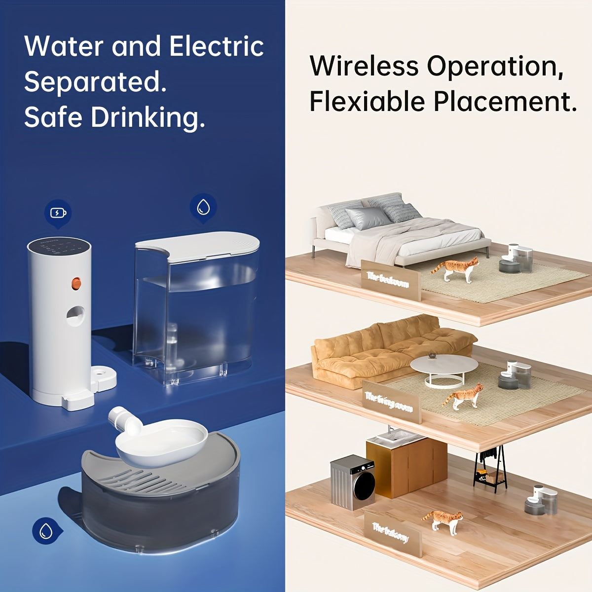 Portable Pet Waterer With Rechargeable Battery For Cats
