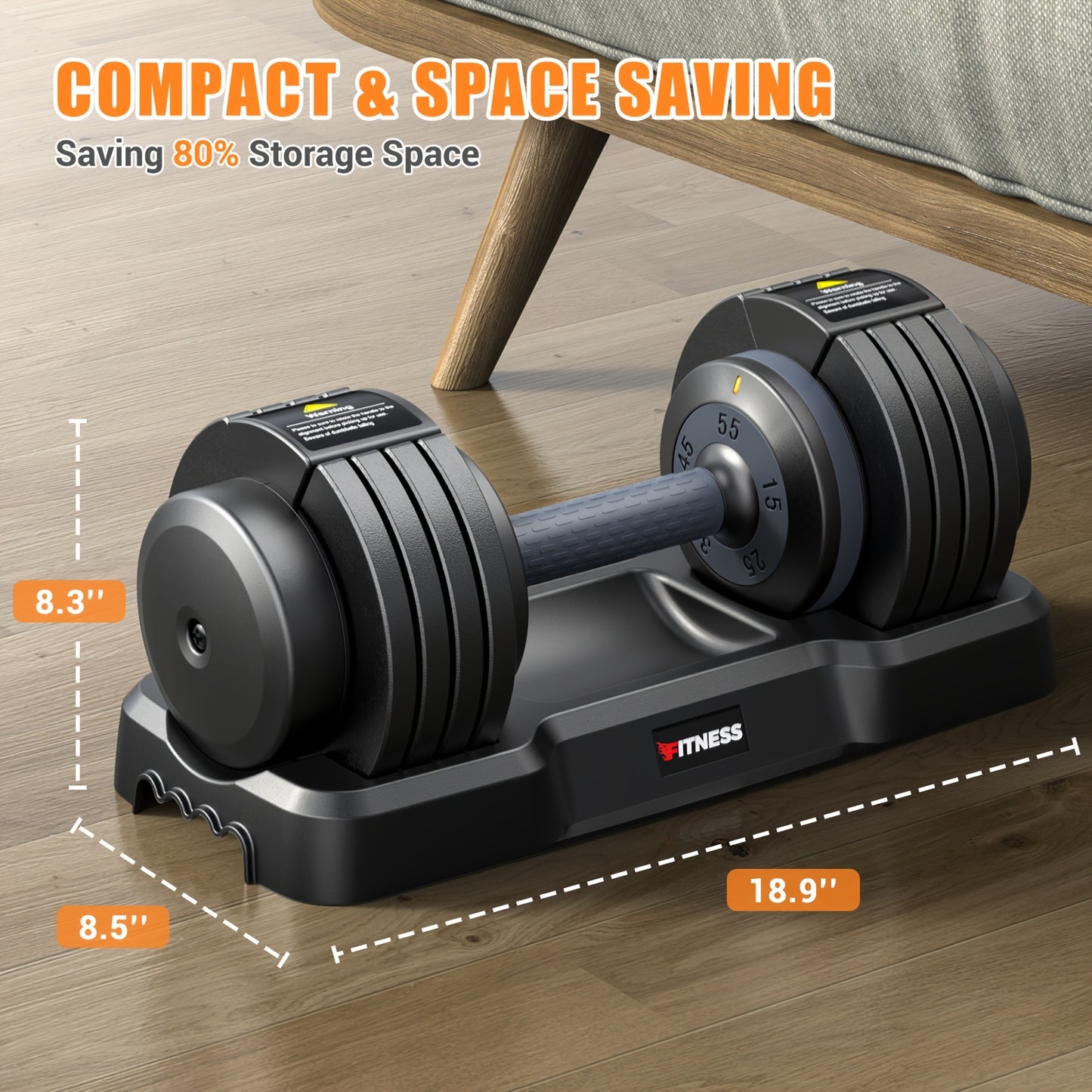 Adjustable 5 in 1 Dumbbell Barbell Set for Home Gym