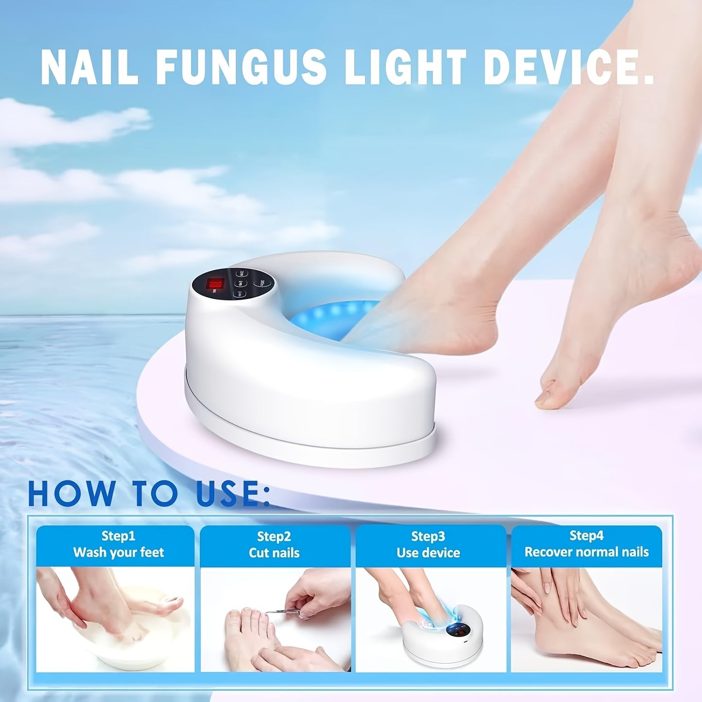 KTS Nail Fungus Light Device for Multiple Fingernails & Toenails, Toenail Fungus Device for Damaged, Discolored And Thickened Nail
